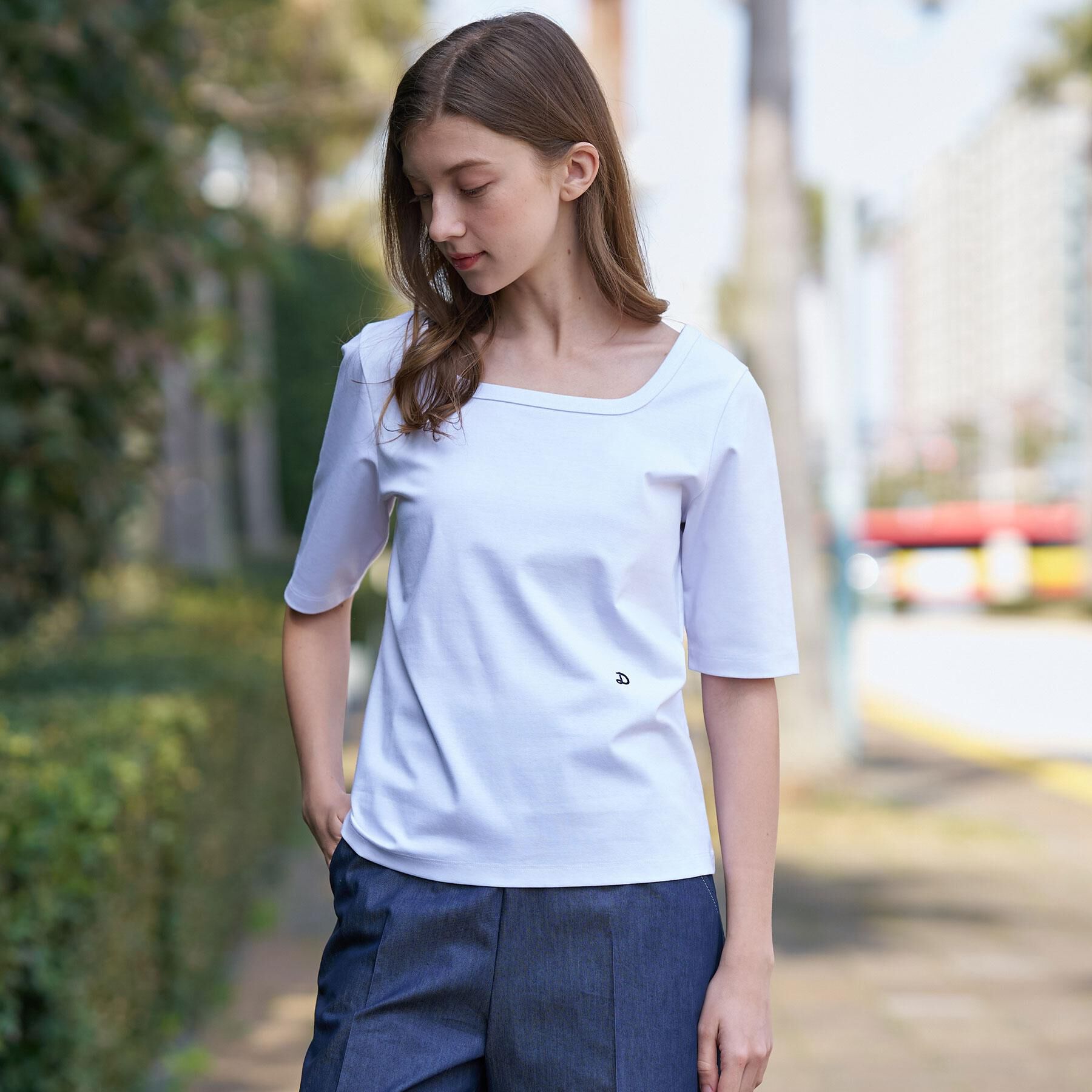 DRESSTERIOR「【接触冷感/UVカット/抗菌防臭/しわ防止】クールデオドラント スクエアネックプルオーバー」|Tシャツ・カットソー|