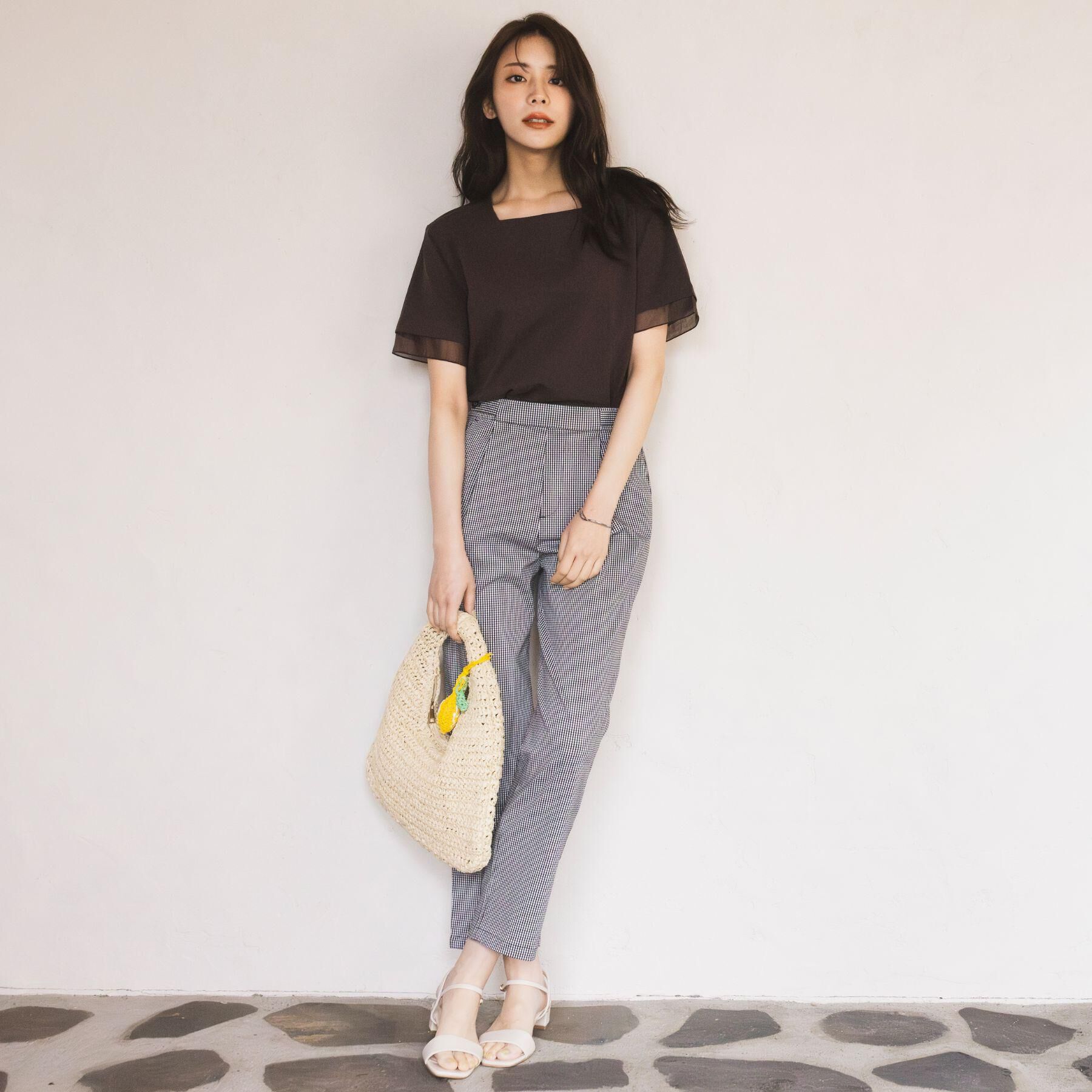 grove「【二の腕カバー/UVカット・ひんやり】袖口シアースクエアネックTシャツ」|Tシャツ・カットソー|