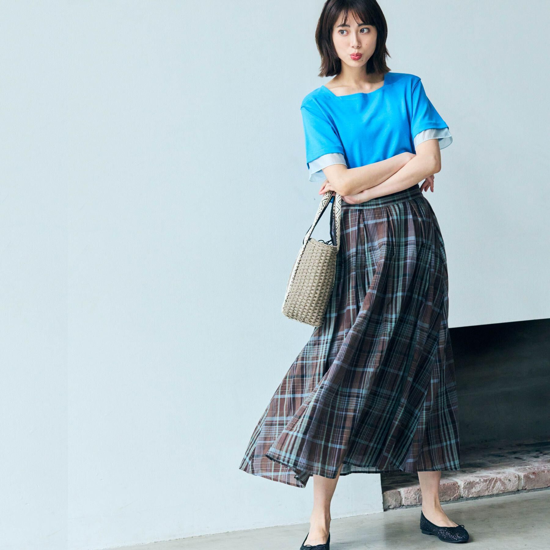 grove「【二の腕カバー/UVカット・ひんやり】袖口シアースクエアネックTシャツ」|Tシャツ・カットソー|