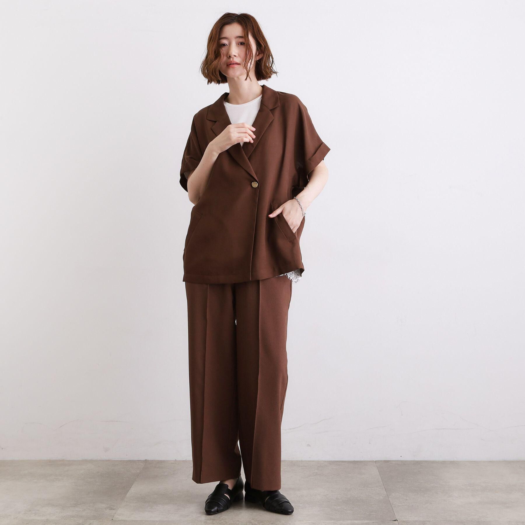 grove「【洗濯機OK・ひんやり/SETUP可】シワになりにくいハーフスリーブジャケット」|テーラードジャケット|