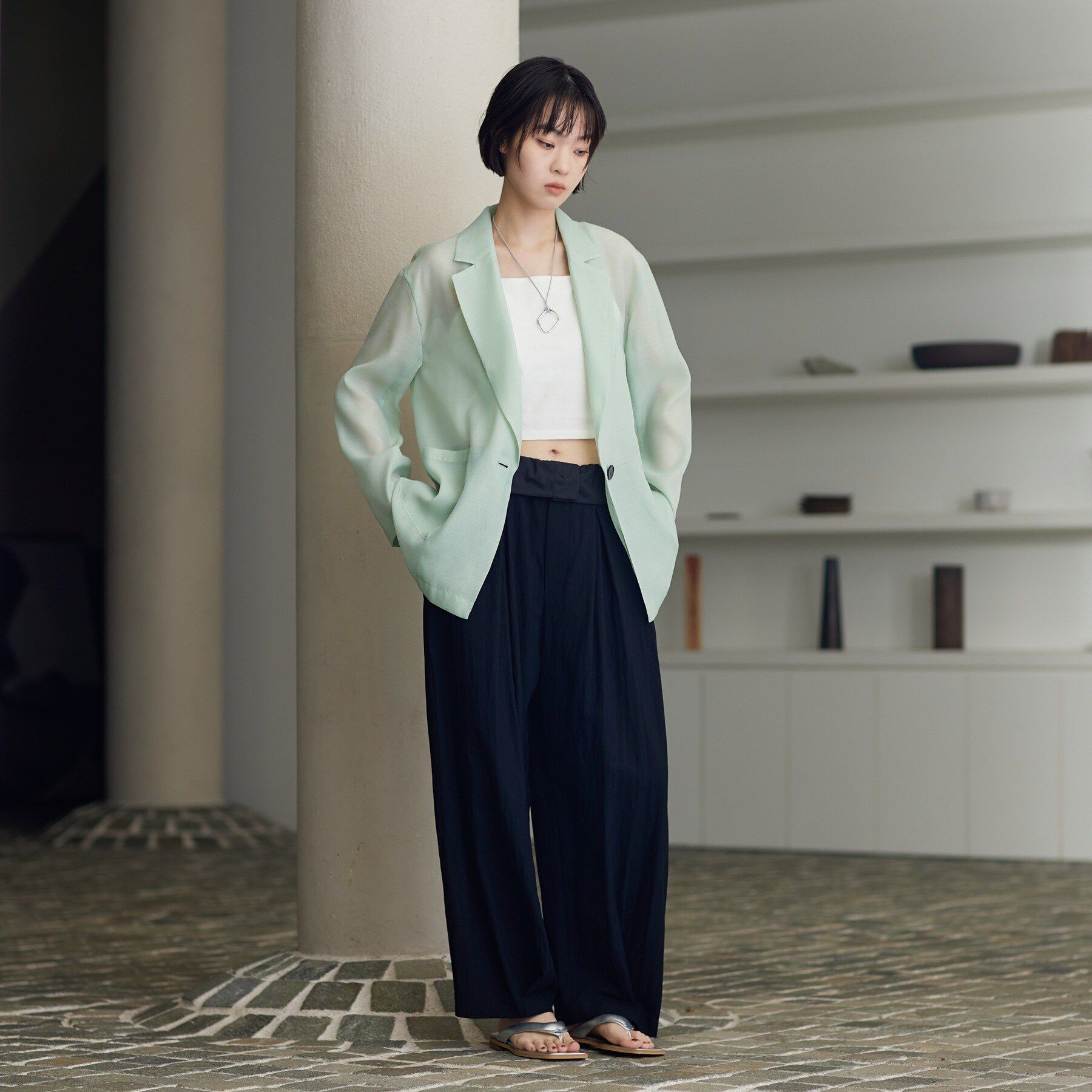 GALLEST「【接触冷感/通気性】シアーシャツジャケット」|テーラードジャケット|