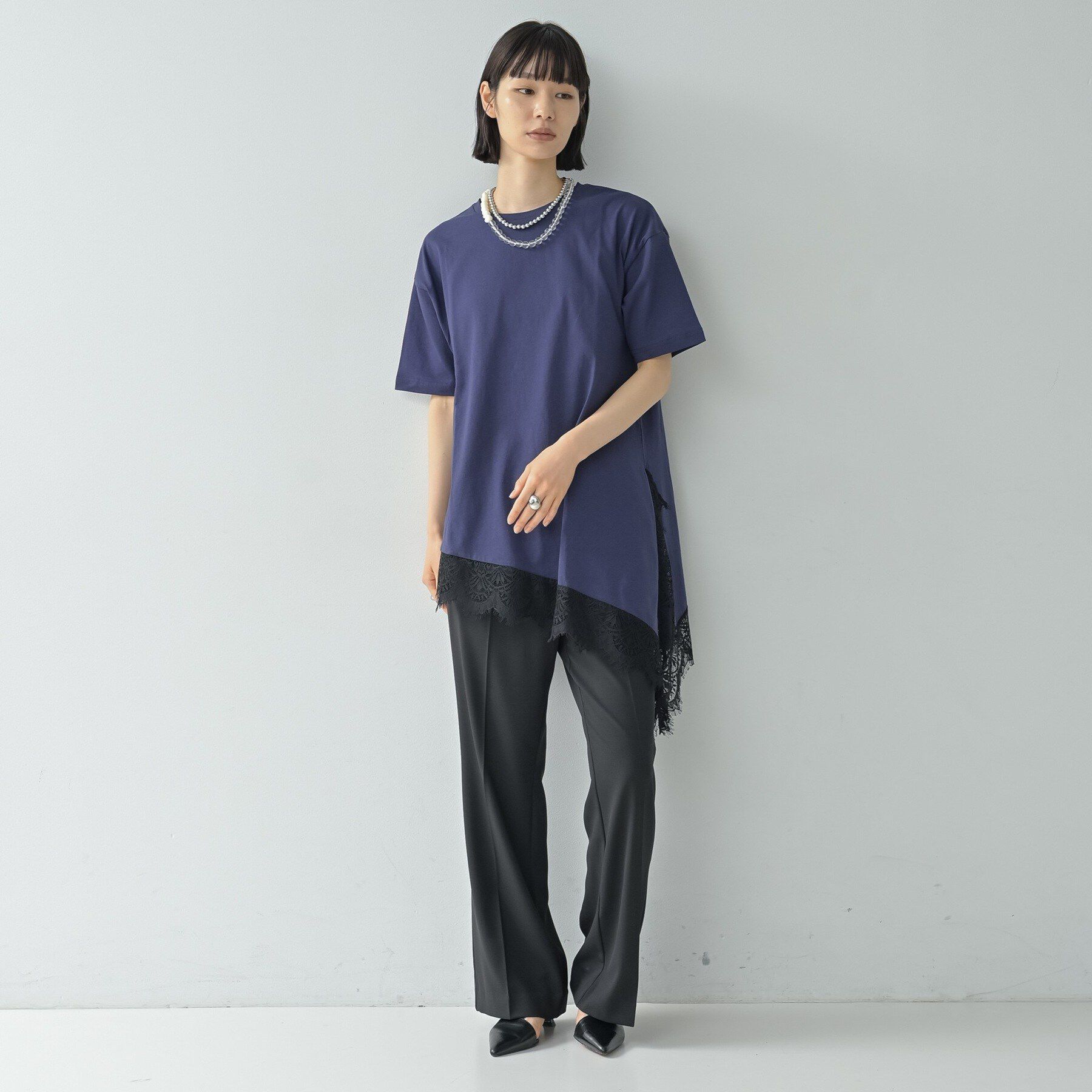 GALLEST「裾レースアシメカットソー」|Tシャツ・カットソー|