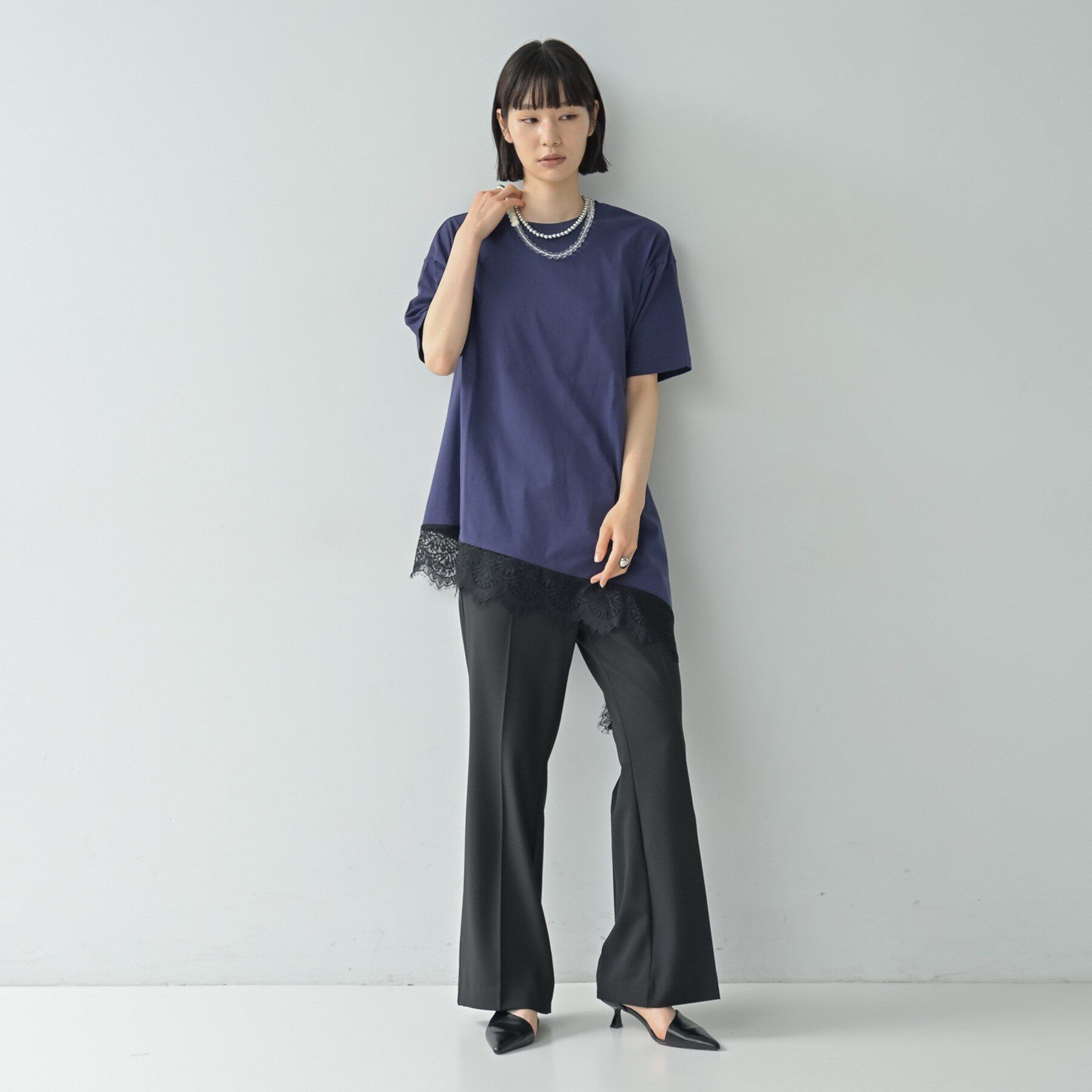 GALLEST「裾レースアシメカットソー」|Tシャツ・カットソー|