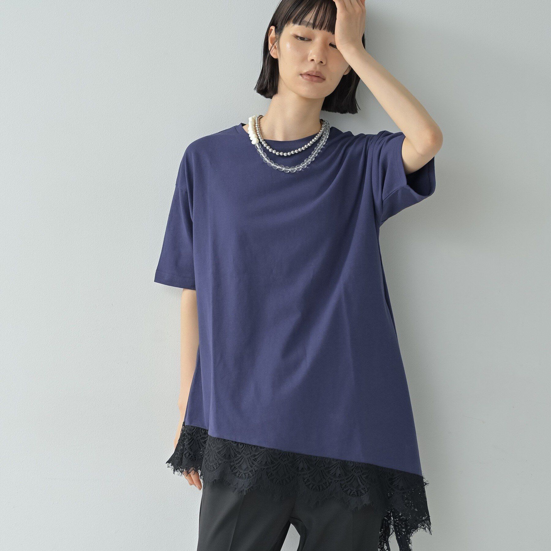 GALLEST「裾レースアシメカットソー」|Tシャツ・カットソー|