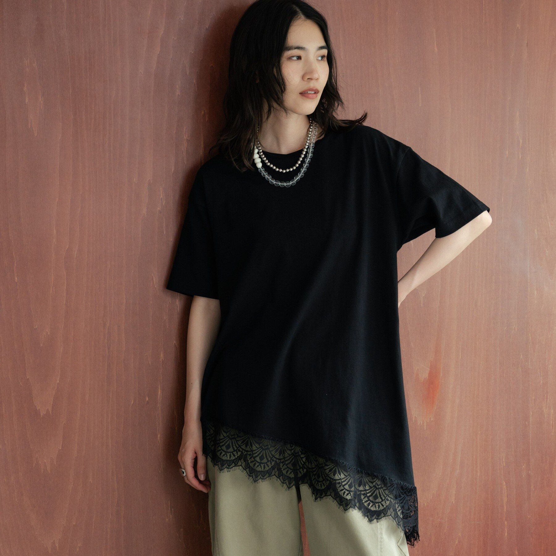 GALLEST「裾レースアシメカットソー」|Tシャツ・カットソー|