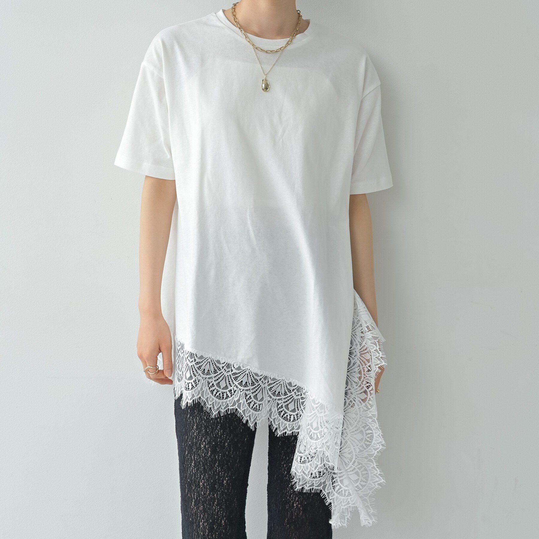 GALLEST「裾レースアシメカットソー」|Tシャツ・カットソー|