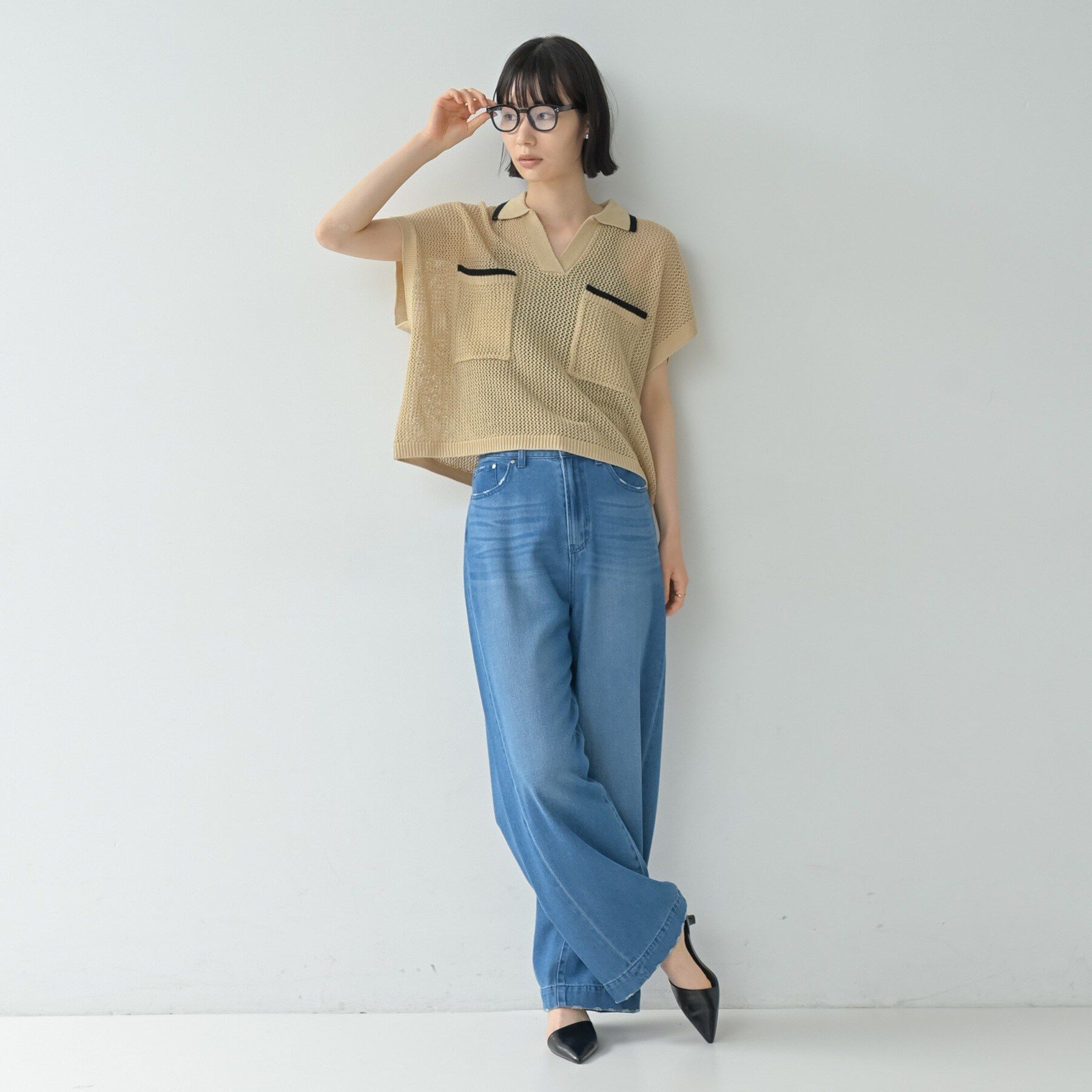 GALLEST「メッシュポロドルマンニット」|ニット・セーター|