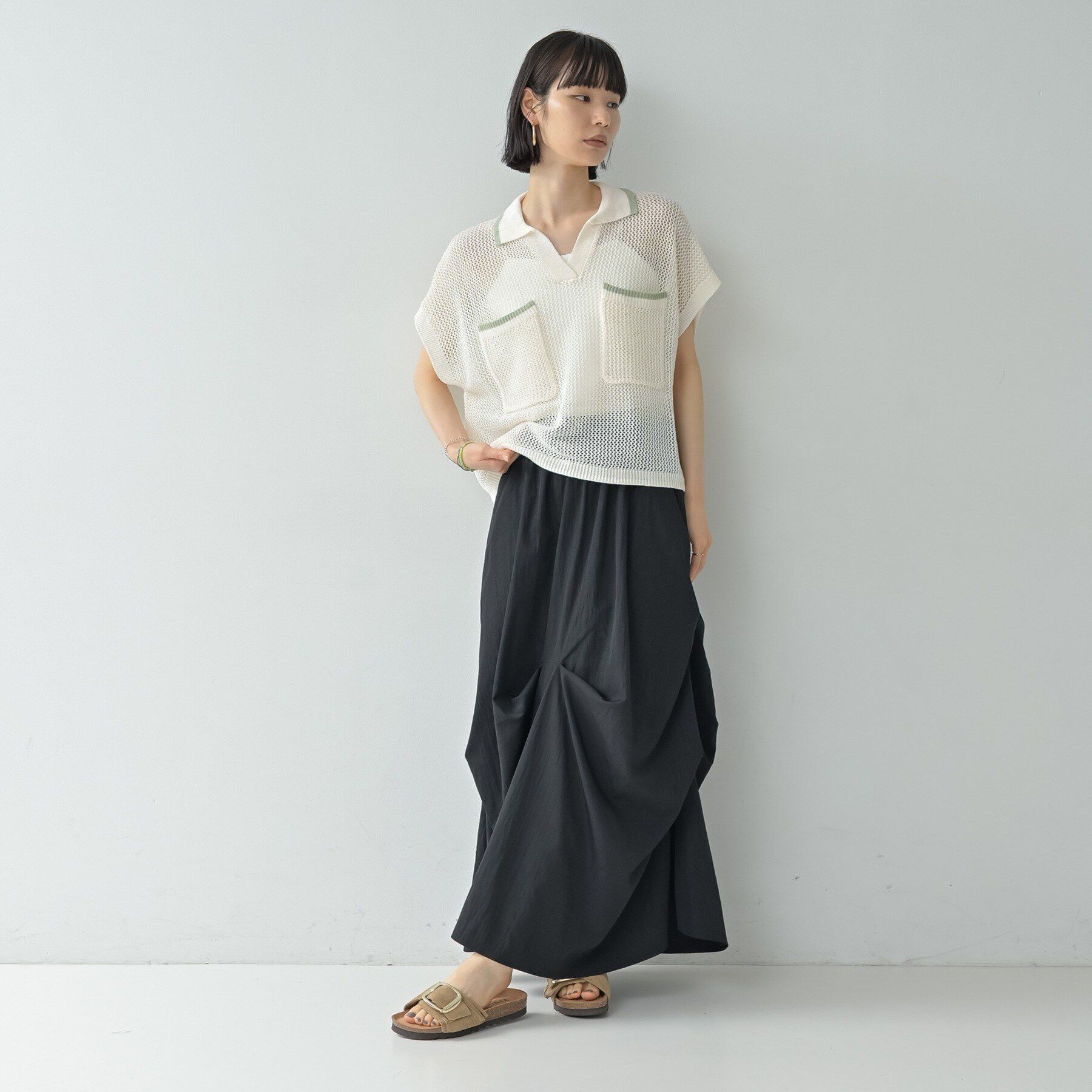GALLEST「メッシュポロドルマンニット」|ニット・セーター|