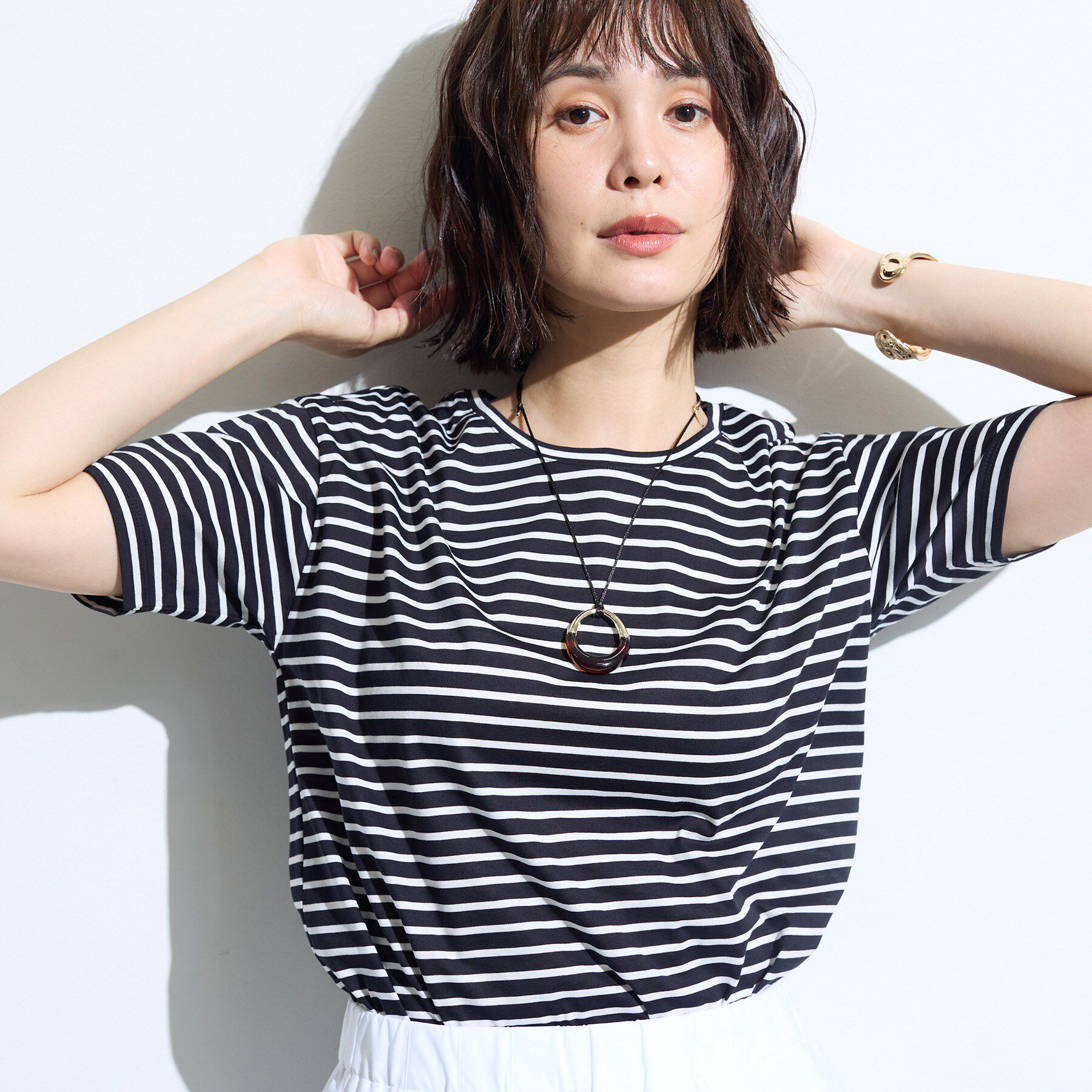 INDIVI「【ゆったり／着映え】ボーダーリラクシーTシャツ」|Tシャツ・カットソー|