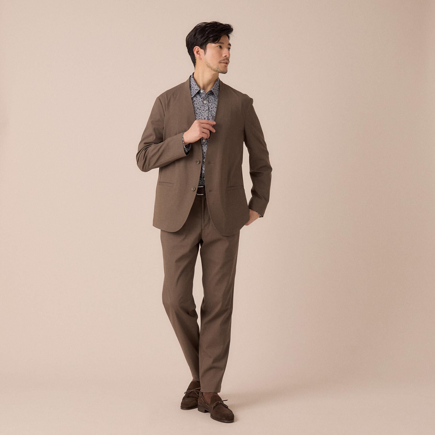 TAKEO KIKUCHI「【ON／OFF兼用】CARREMANファブリック ノーカラージャケット」|ノーカラージャケット|