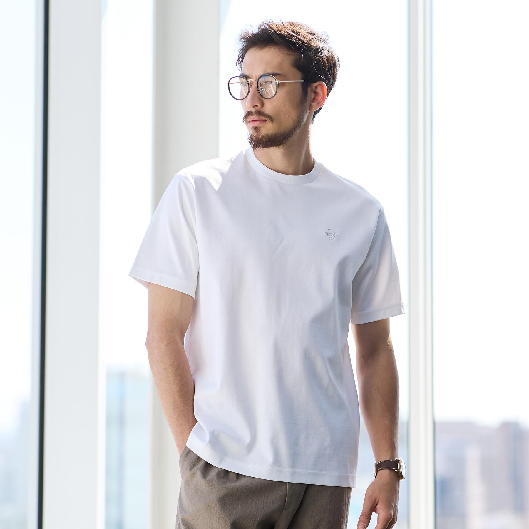 TAKEO KIKUCHI「ワンストローク刺繍 半袖 Tシャツ」|Tシャツ・カットソー|
