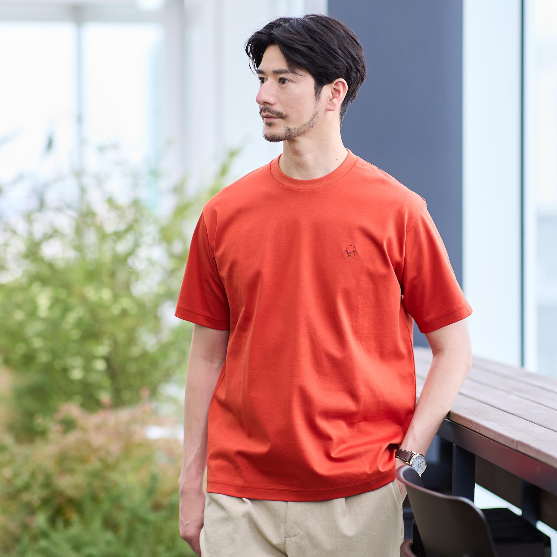TAKEO KIKUCHI「ワンストローク刺繍 半袖 Tシャツ」|Tシャツ・カットソー|