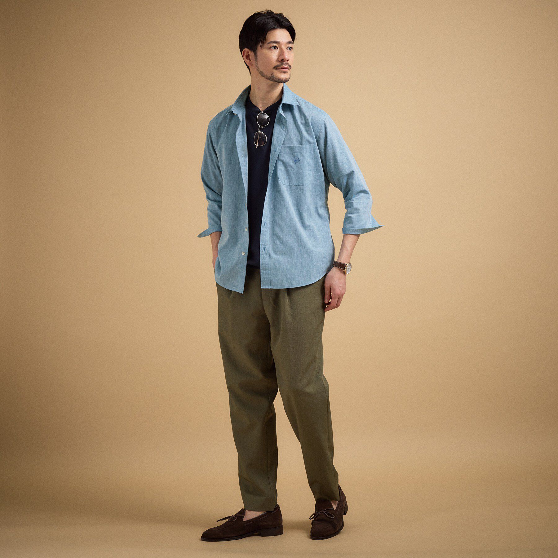 TAKEO KIKUCHI「【接触冷感】ハイブリッド リネン 七分袖シャツ」|シャツ・ブラウス|