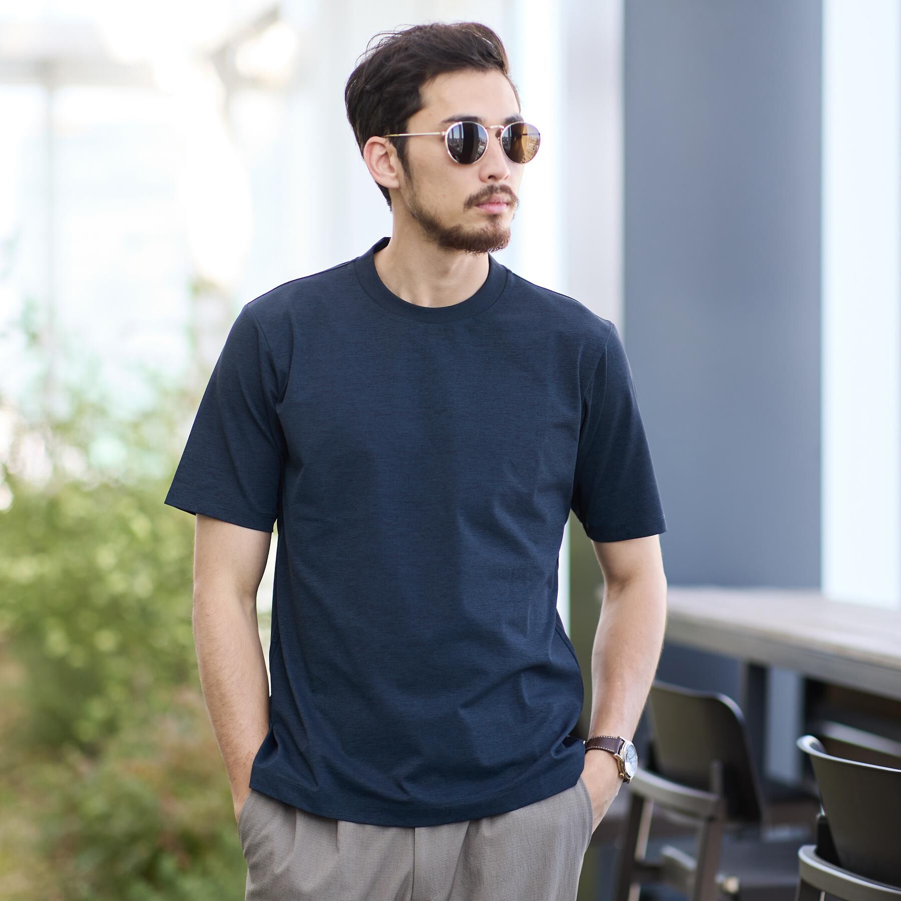 TAKEO KIKUCHI「【汗染み軽減/接触冷感】テーラード Tシャツ」|Tシャツ・カットソー|