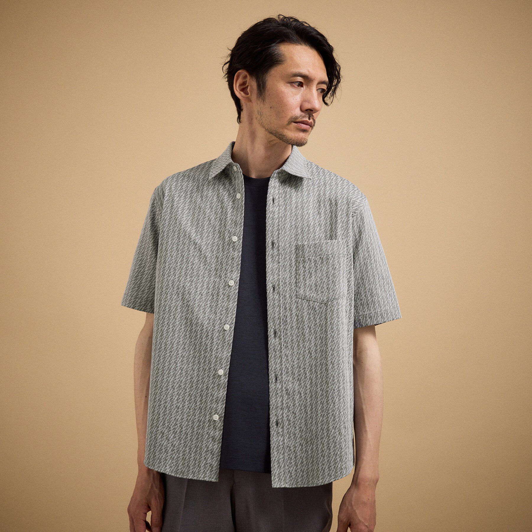 TAKEO KIKUCHI「播州織り 千鳥 半袖シャツ」|シャツ・ブラウス|