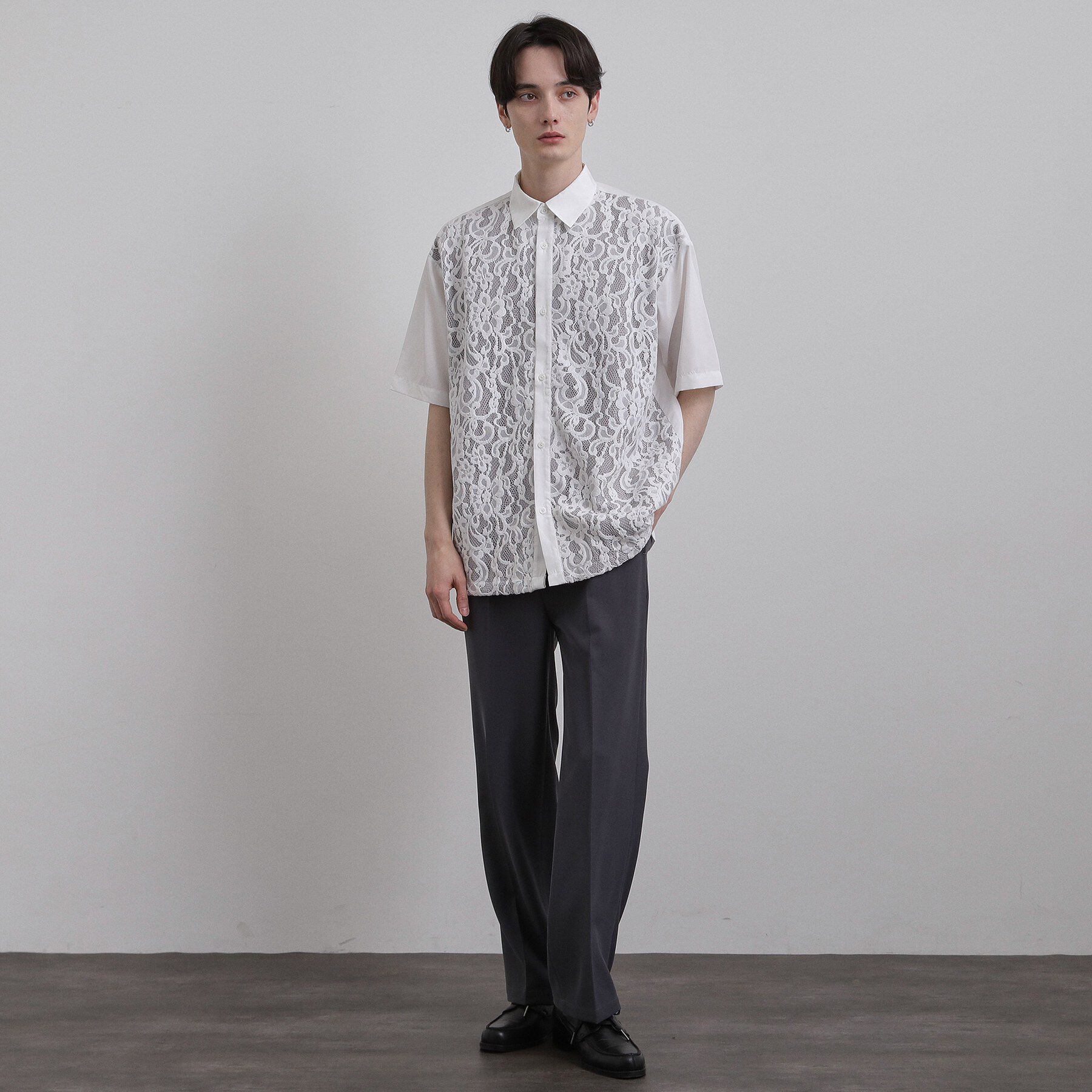 tk.TAKEO KIKUCHI「【この夏大注目！】シャドウフラワーレースデザインシャツ/半袖/夏服/花柄/レース/半袖シャツ/キレイ」|シャツ・ブラウス|
