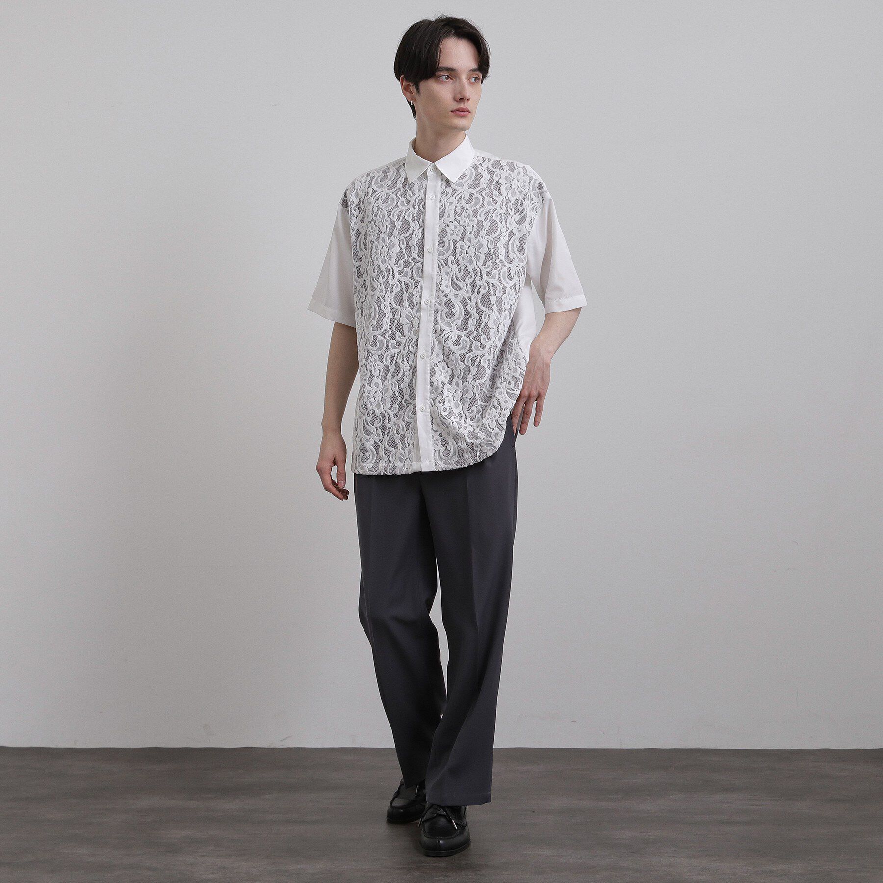 tk.TAKEO KIKUCHI「【この夏大注目！】シャドウフラワーレースデザインシャツ/半袖/夏服/花柄/レース/半袖シャツ/キレイ」|シャツ・ブラウス|