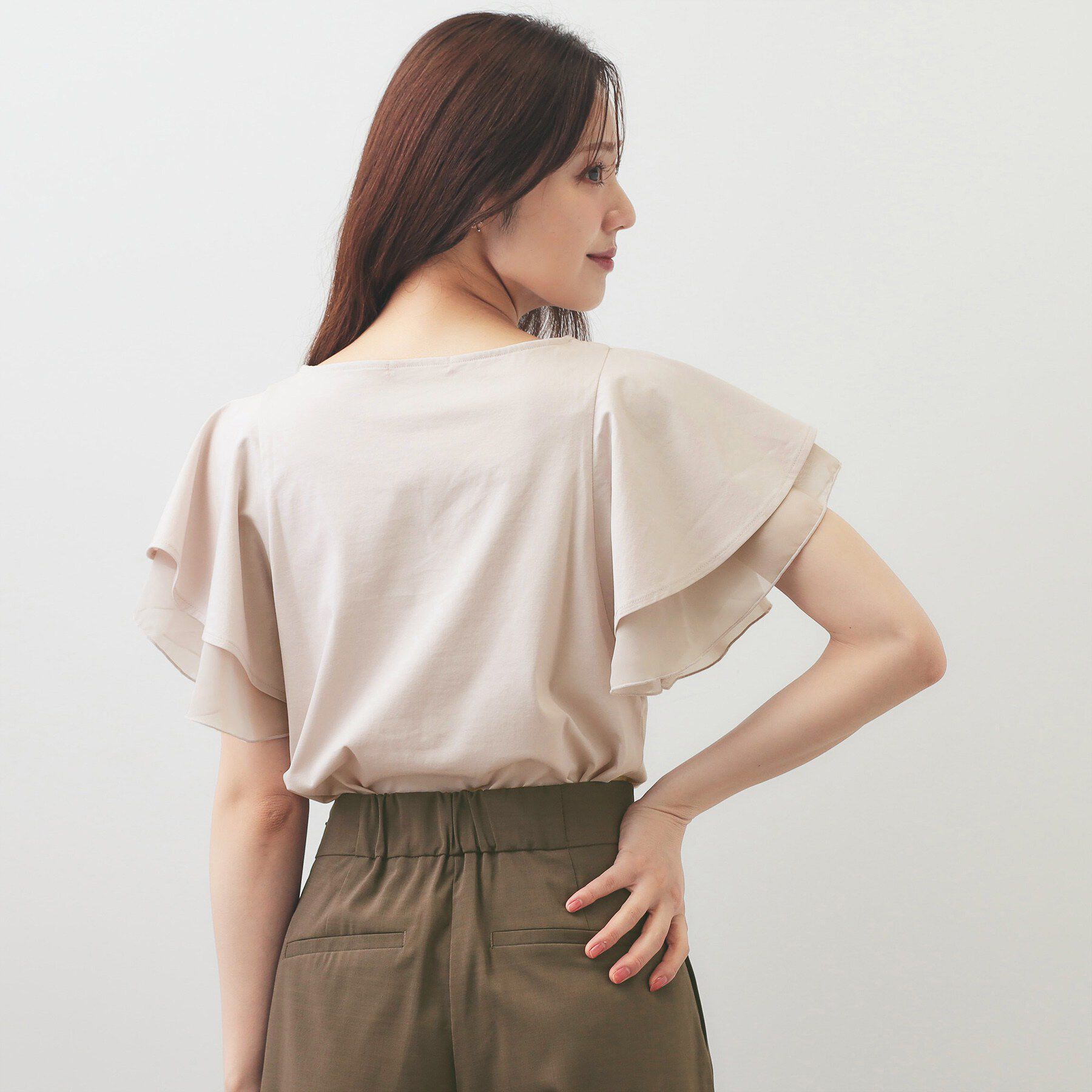 index「【接触冷感／UVケア】シフォンフリルドッキングトップス《洗濯機OK》」|Tシャツ・カットソー|