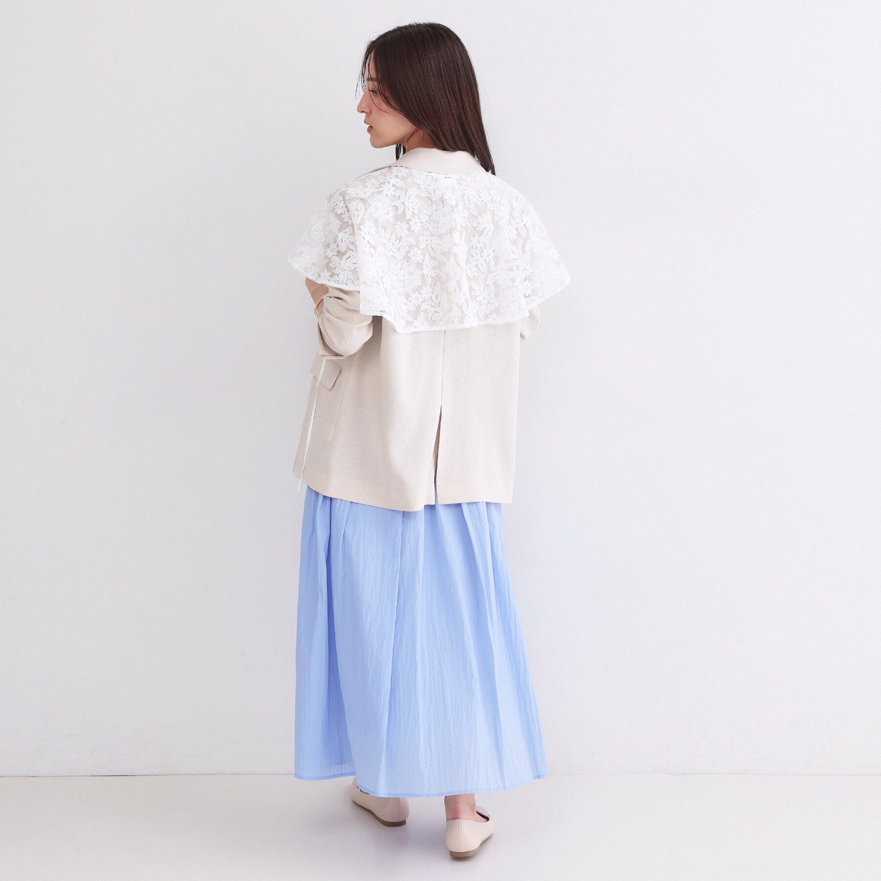 OPAQUE.CLIP「刺繍レースケープ【洗濯機OK】」|ストール|