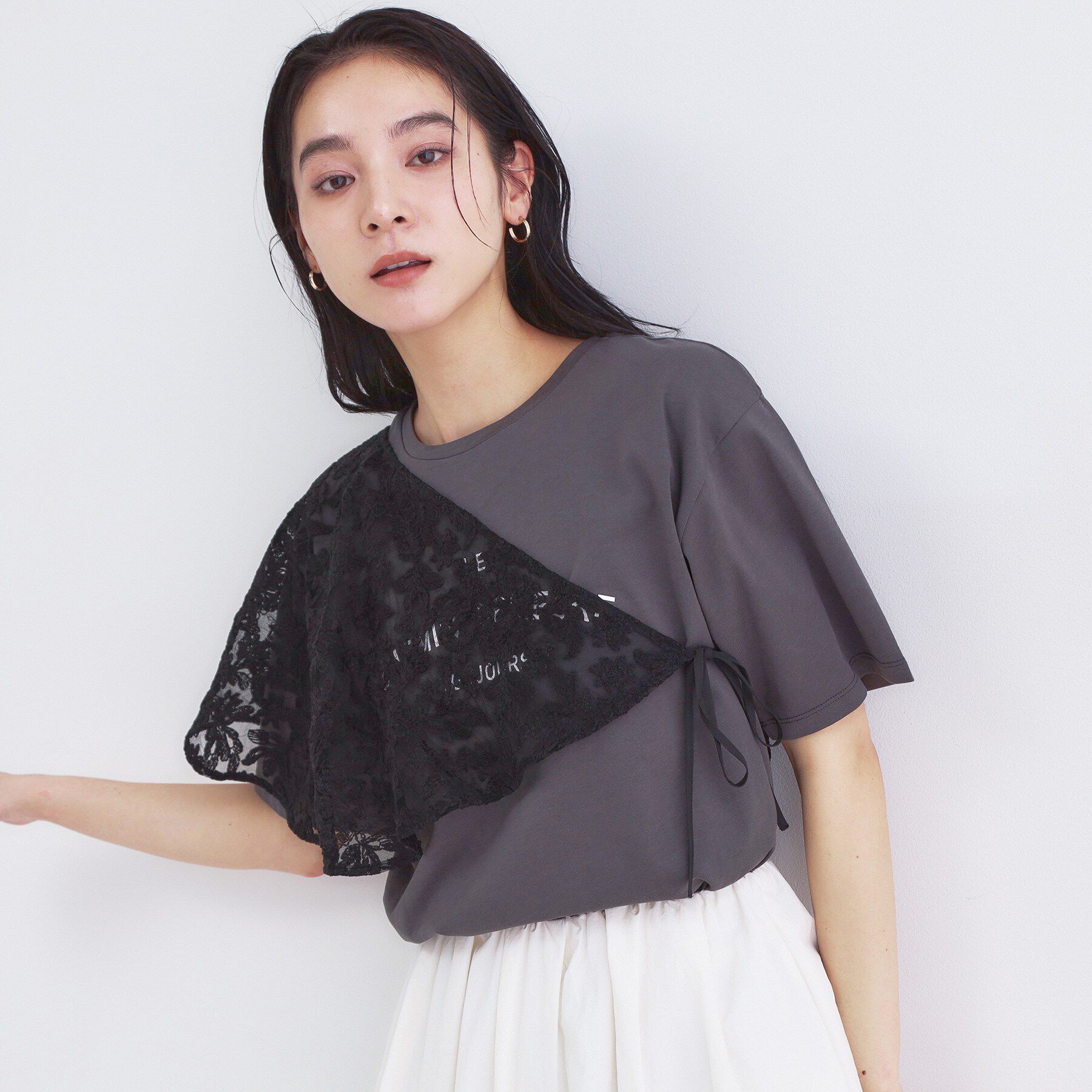 OPAQUE.CLIP「刺繍レースケープ【洗濯機OK】」|ストール|