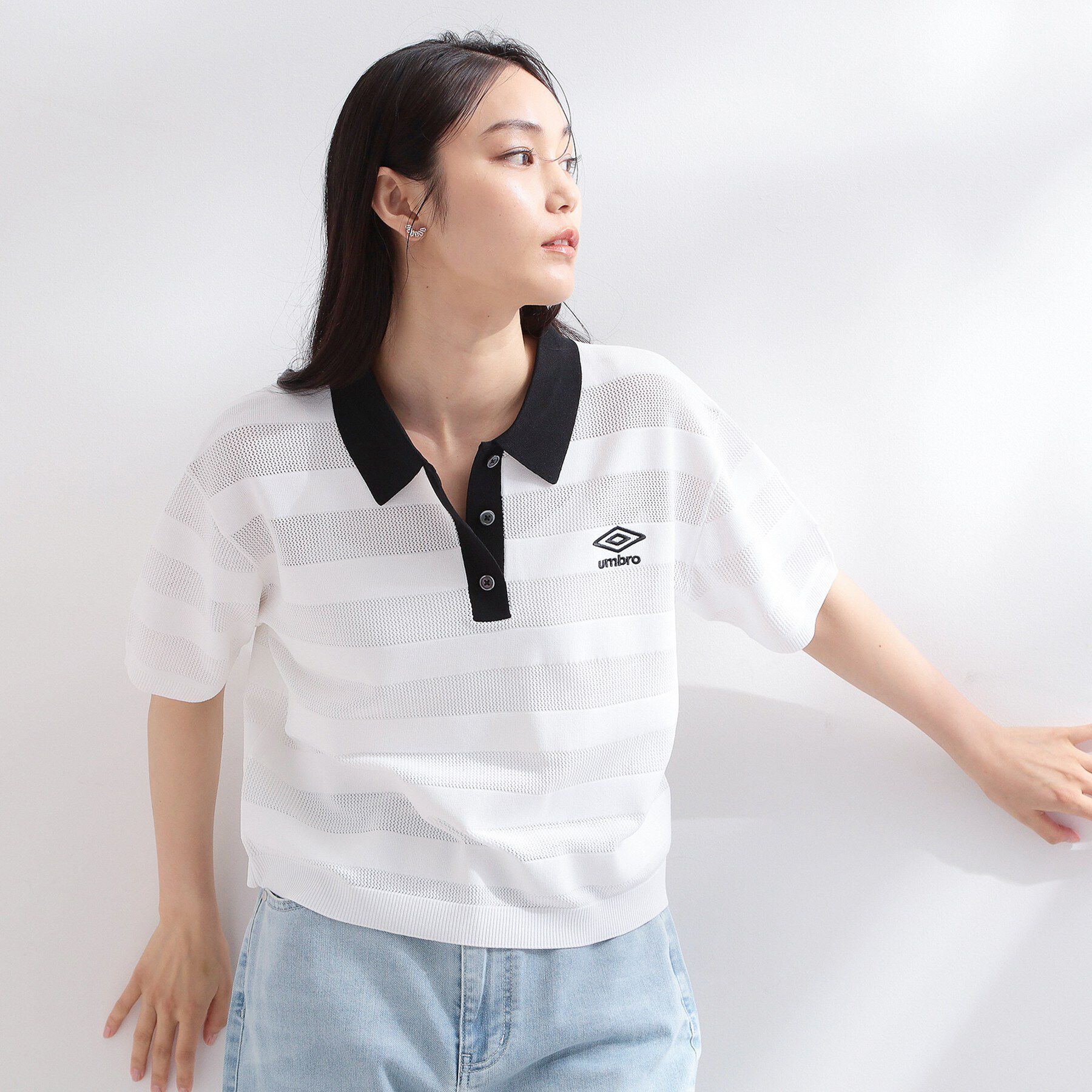 OPAQUE.CLIP「◆【umbro／アンブロ】メッシュボーダー配色ポロニット」|ニット・セーター|