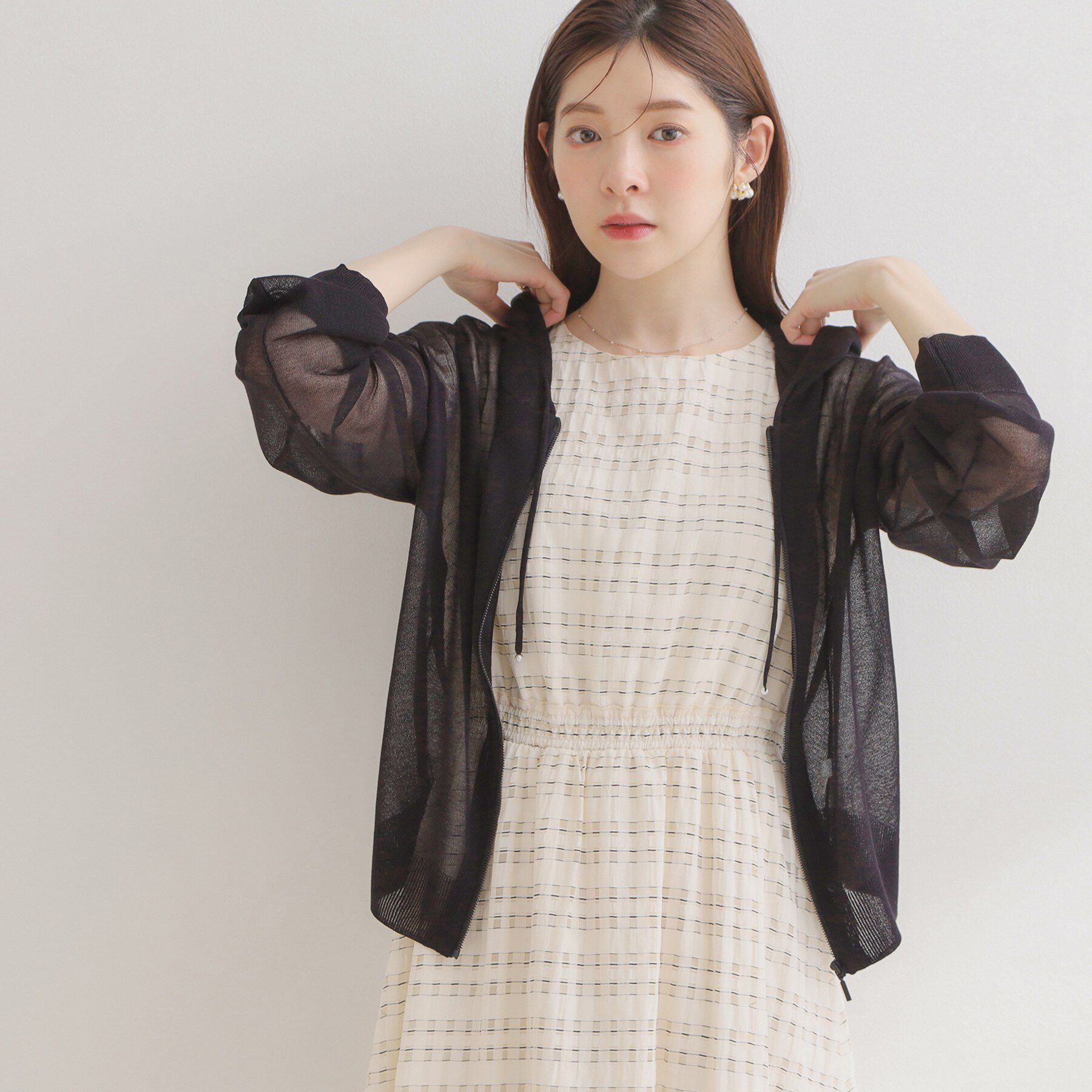 Couture broach「【洗える】LEVITAジップアップフーディー」|カーディガン|