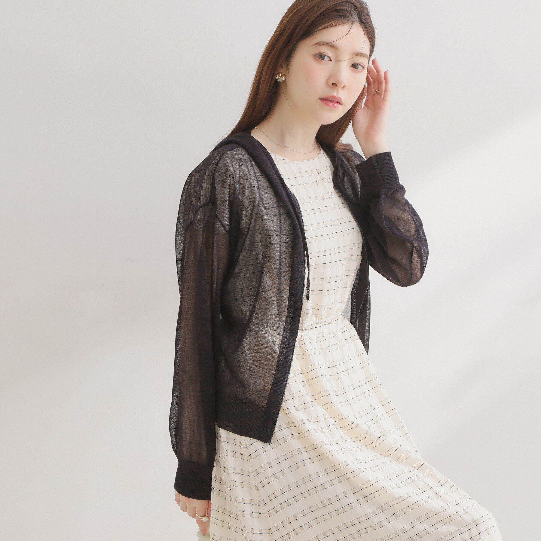 Couture broach「【洗える】LEVITAジップアップフーディー」|カーディガン|