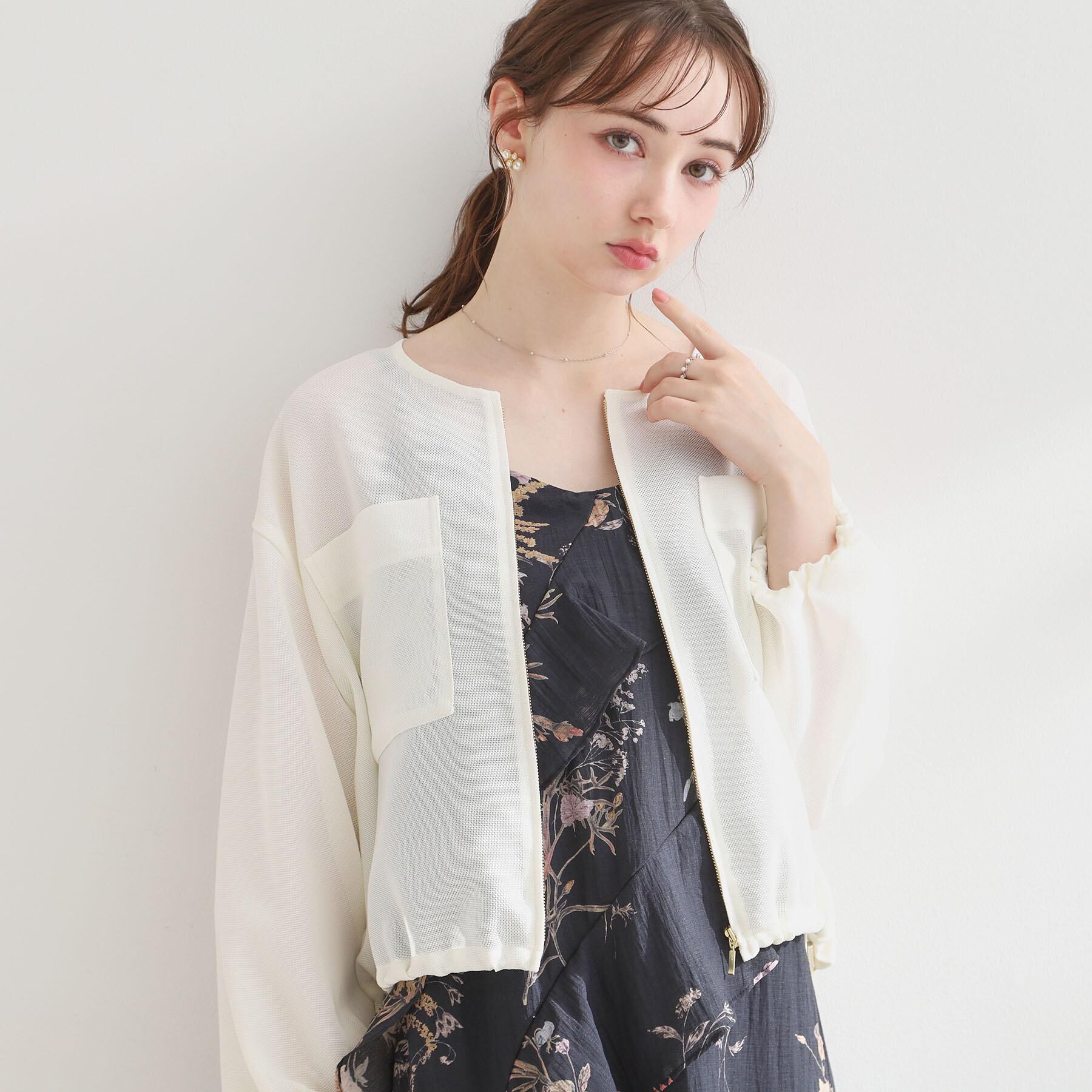 Couture broach「【洗濯機可】シアーメッシュ ブルゾン」|ブルゾン・スタジャン|