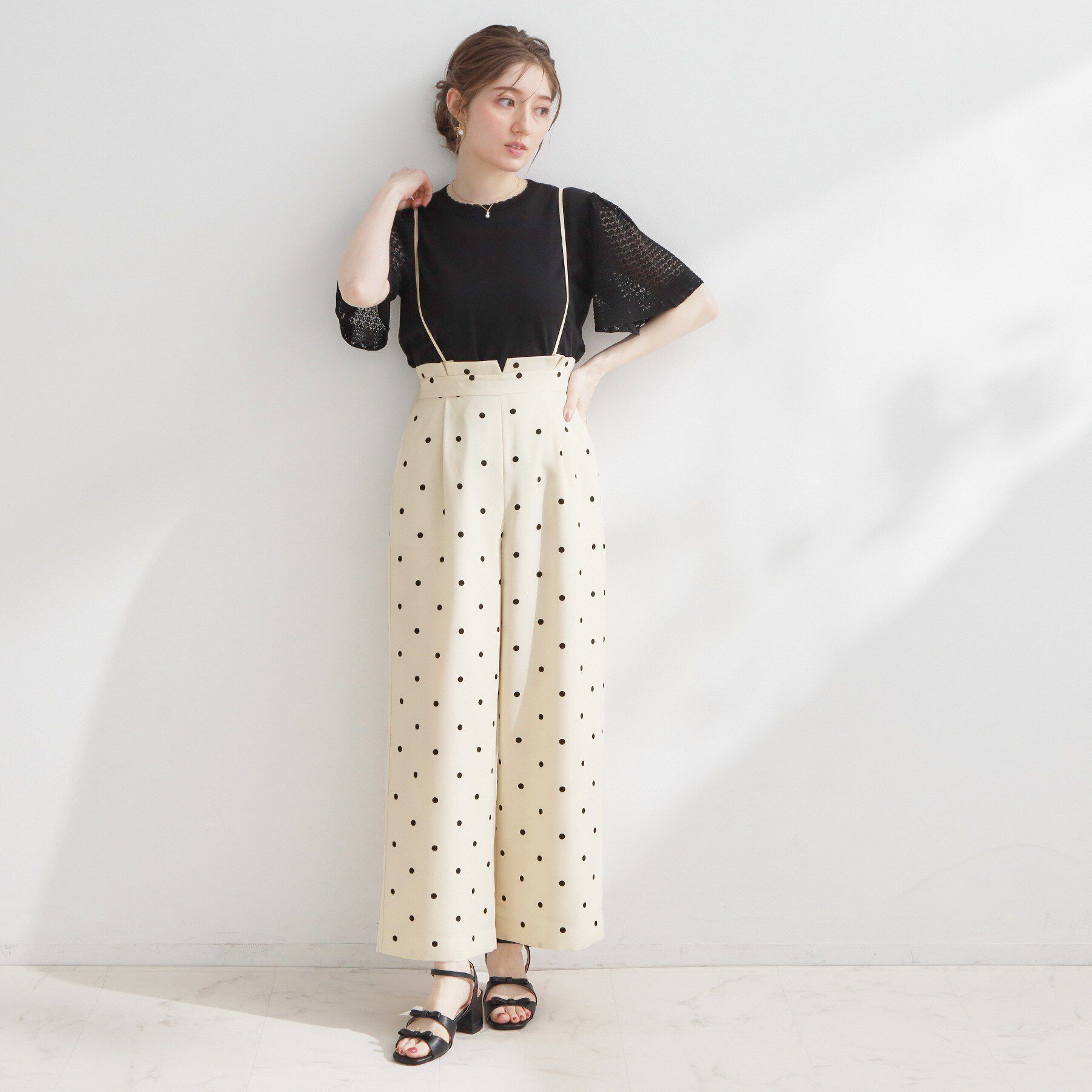 Couture broach「【2WAY・洗える】サスペンダー付き ハイウエストパンツ」|その他|