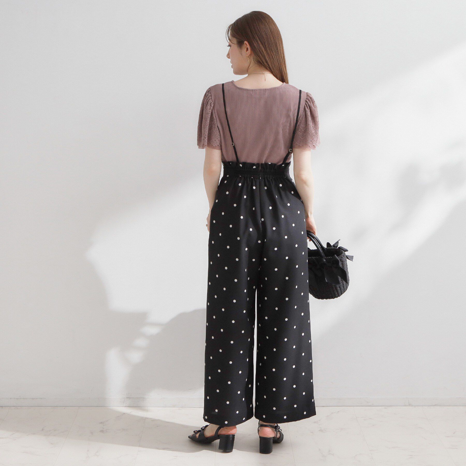 Couture broach「【2WAY・洗える】サスペンダー付き ハイウエストパンツ」|その他|