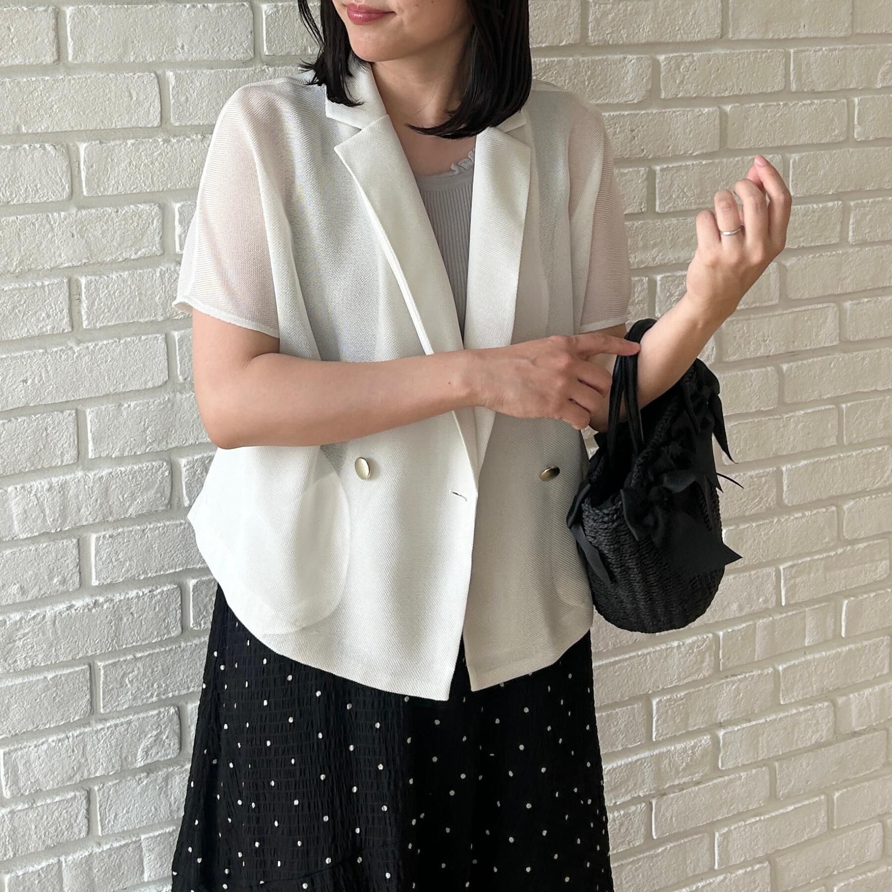 Couture broach「【洗える】メッシュ調 半袖ジャケット」|テーラードジャケット|