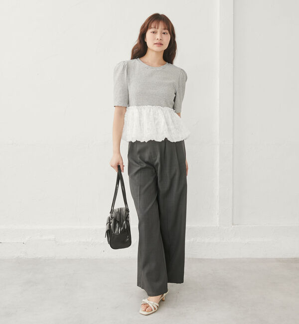 archives「ボーダーアソートレースドッキングバルーンＴＯＰＳ」|Tシャツ・カットソー|