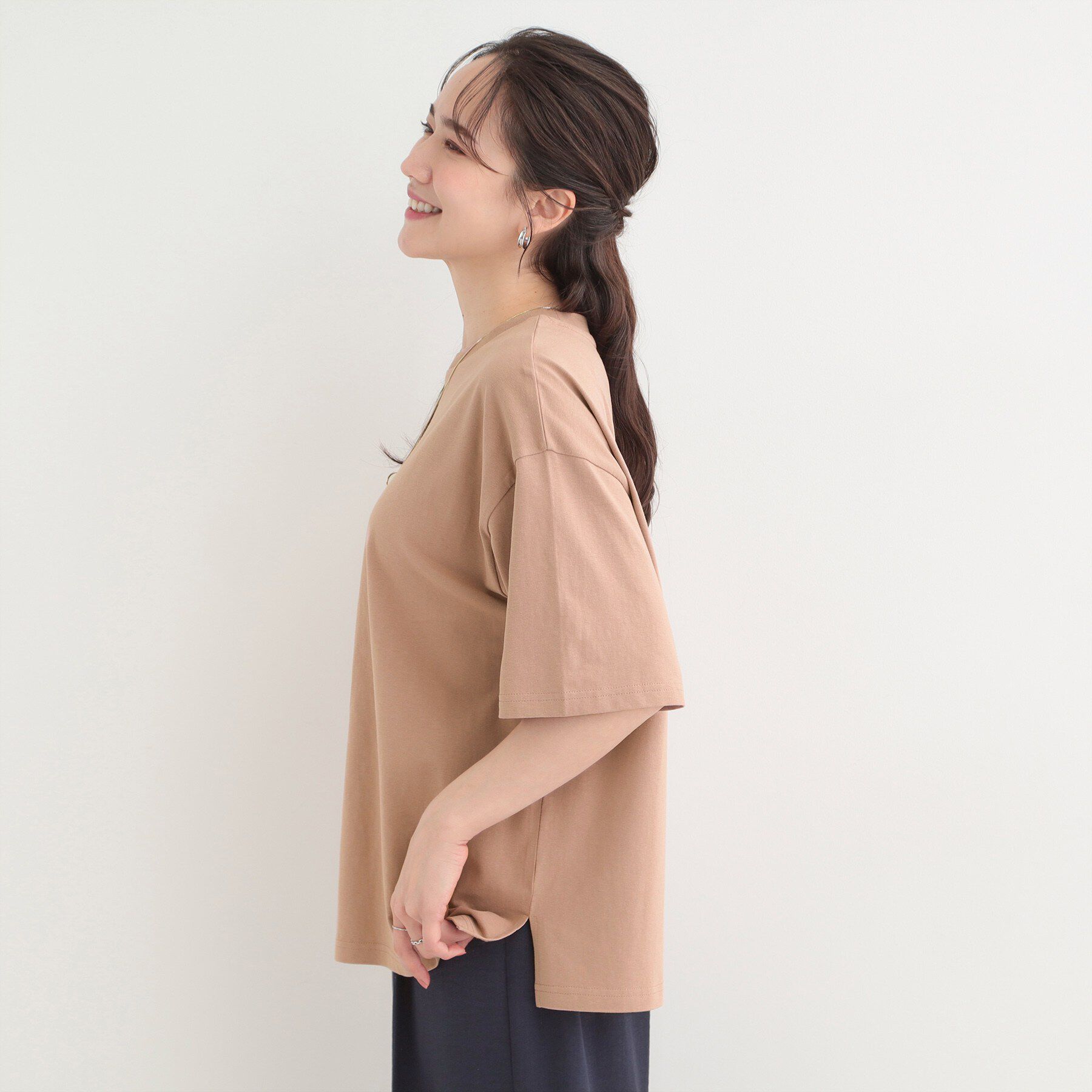 SHOO･LA･RUE「【綿100%/S-LL/プチプラ】ゆるシルエット シンプルTシャツ」|Tシャツ・カットソー|