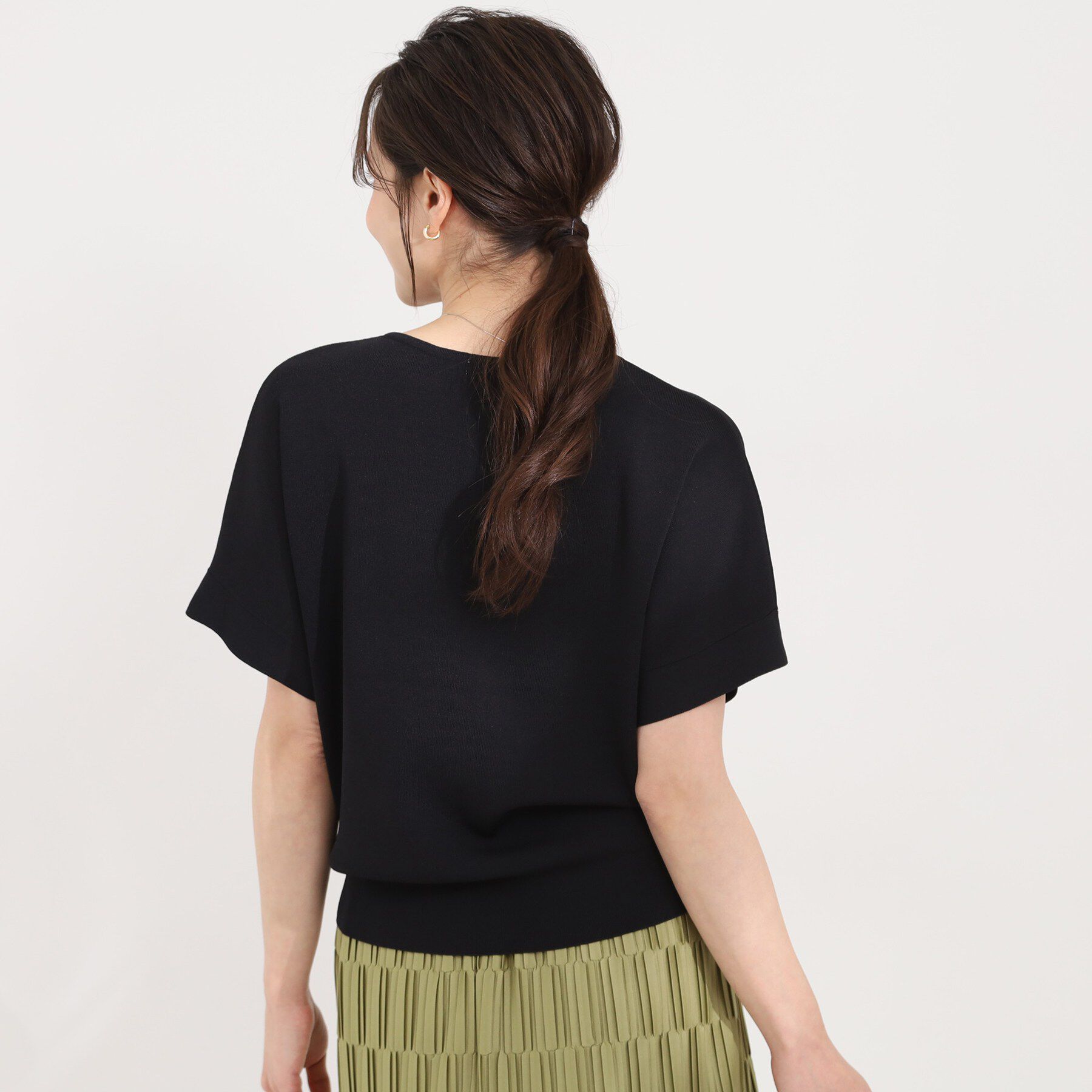 SHOO･LA･RUE「【毎日洗える/ひんやり/UV】二の腕隠れる さらっとドルマン半袖ニット」|ニット・セーター|
