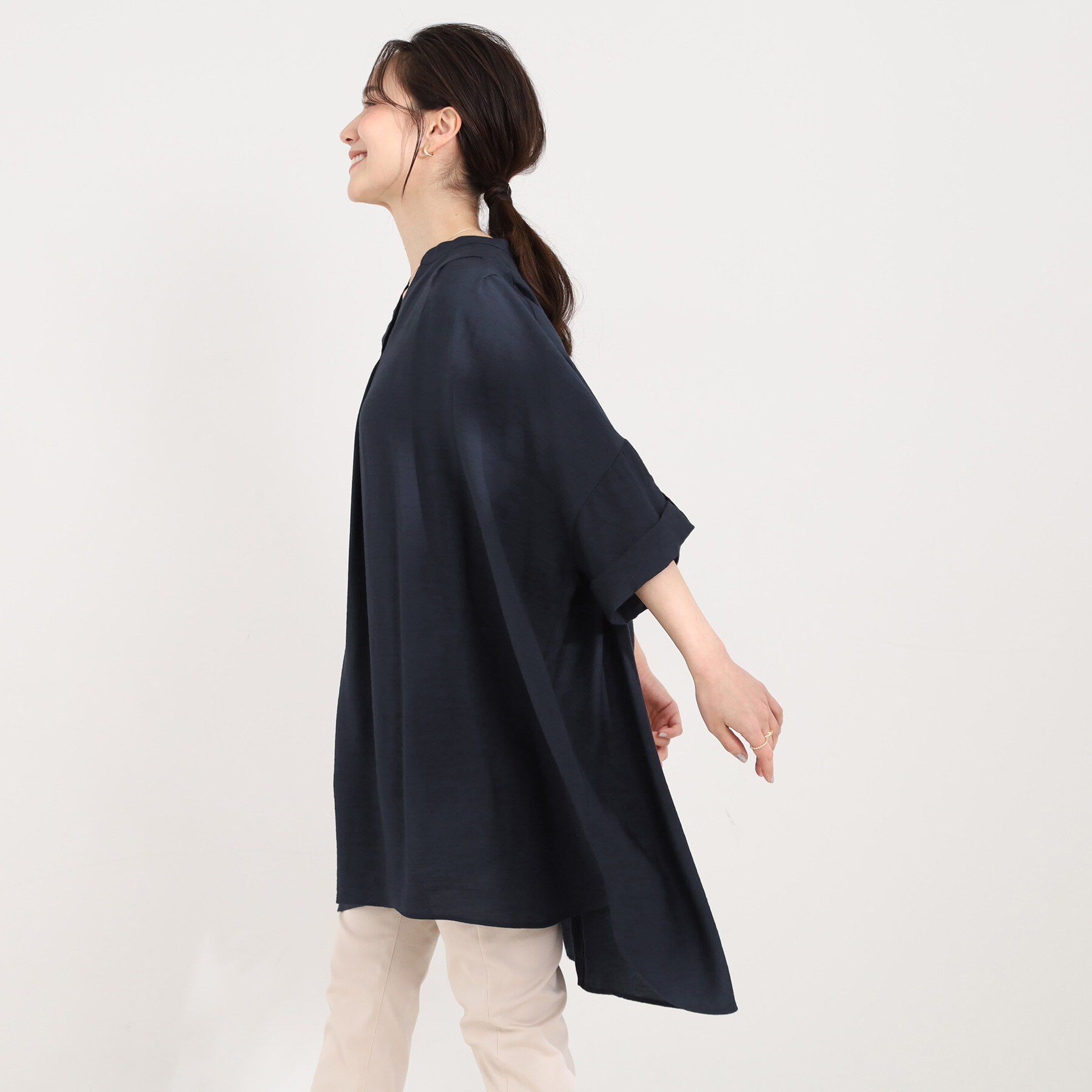 SHOO･LA･RUE「【ひんやり/S-LL】すっぽり体型カバー スキッパードルマンチュニック」|チュニック|