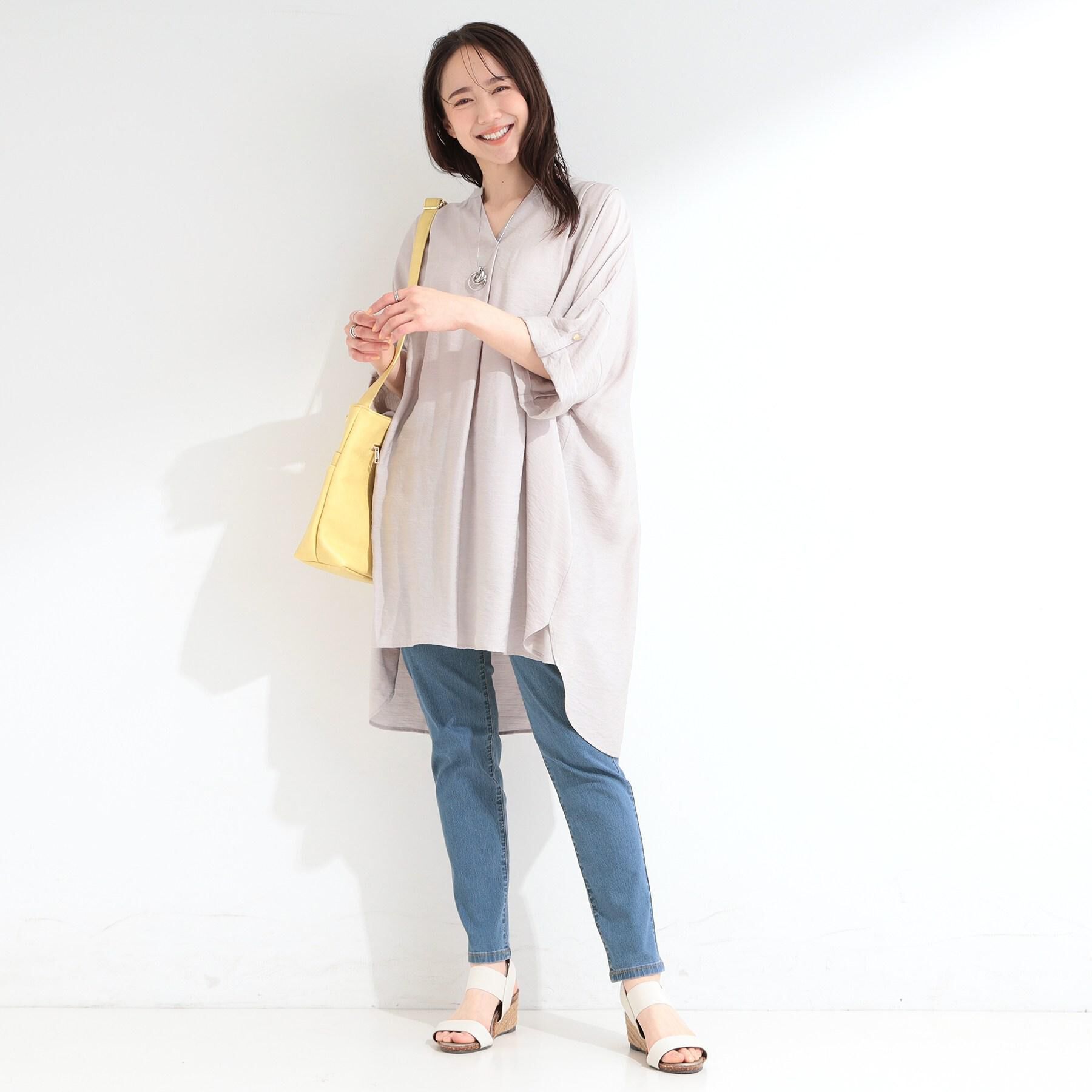 SHOO･LA･RUE「【ひんやり/S-LL】すっぽり体型カバー スキッパードルマンチュニック」|チュニック|