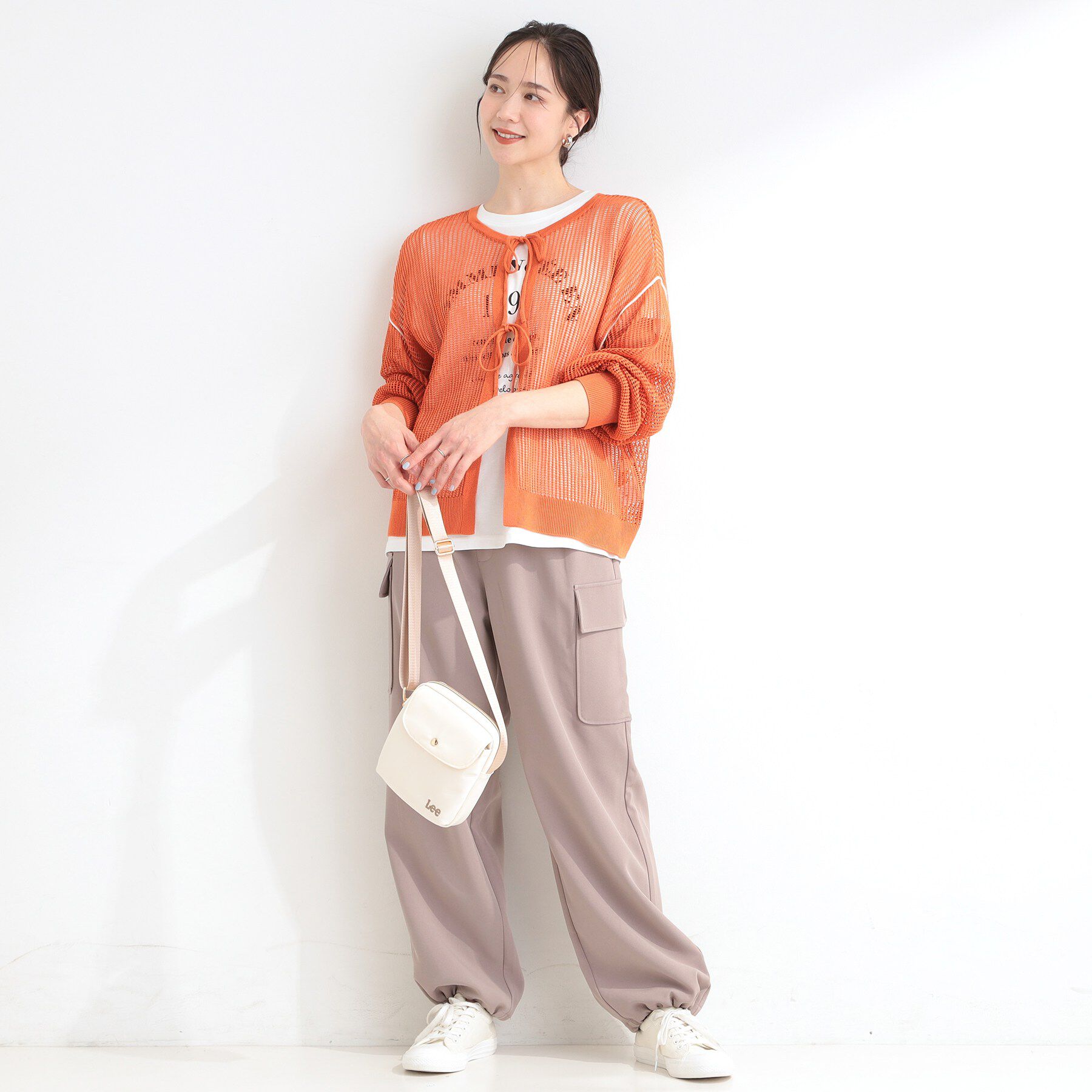 SHOO･LA･RUE「【2点セット/洗濯機可/S-LL】時短でこなれ見え カーデにもなる2WAYメッシュニット+半袖ロゴT」|その他|