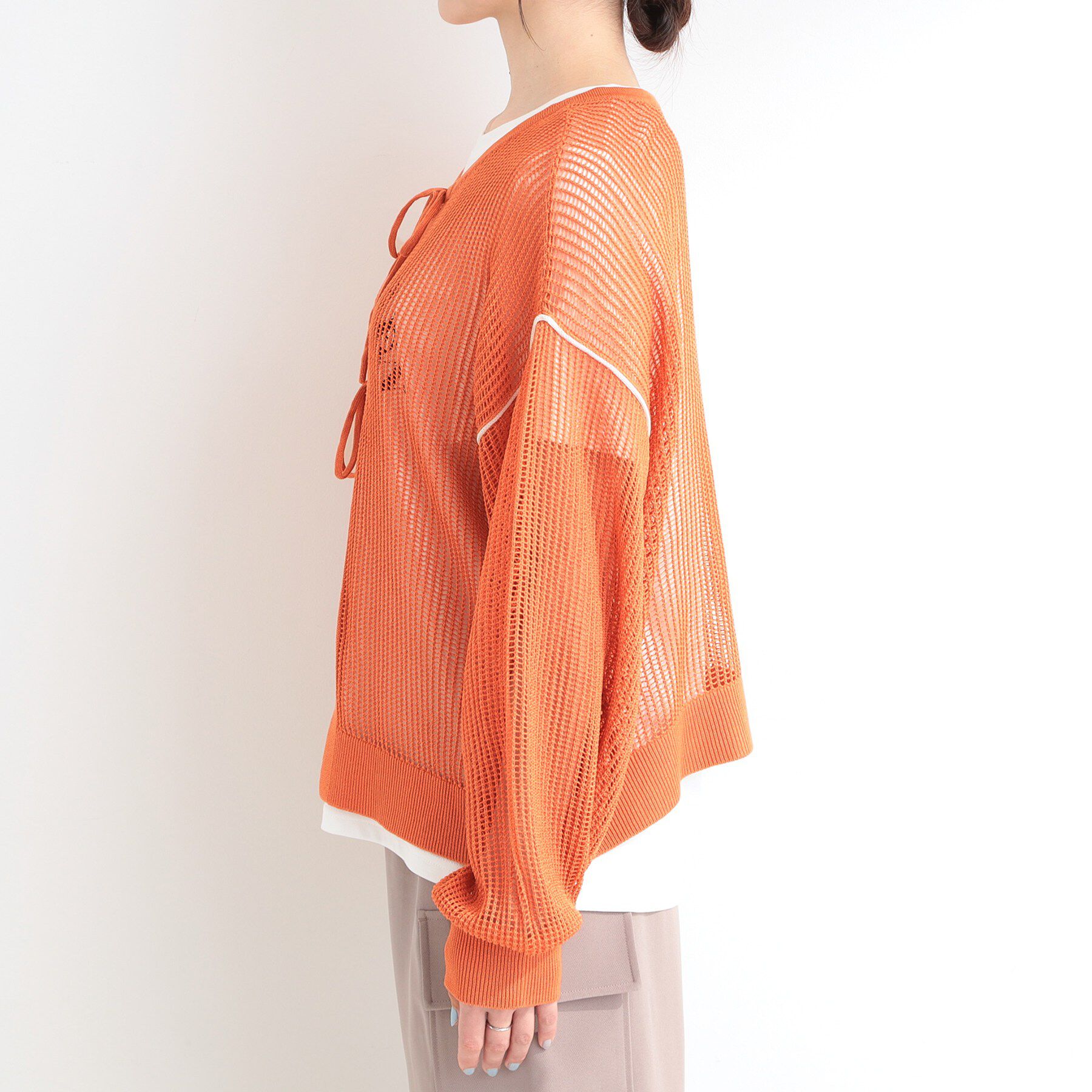 SHOO･LA･RUE「【2点セット/洗濯機可/S-LL】時短でこなれ見え カーデにもなる2WAYメッシュニット+半袖ロゴT」|その他|