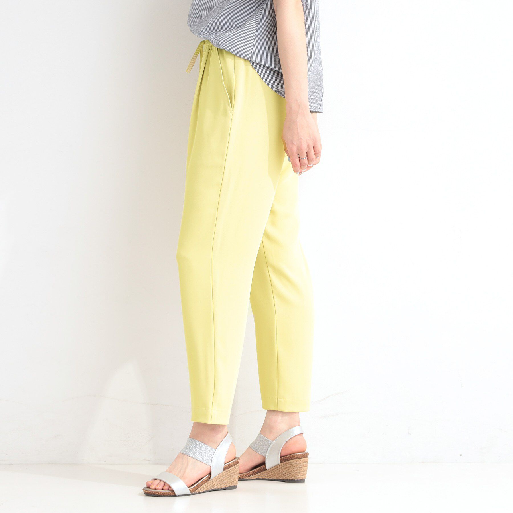 SHOO･LA･RUE「【ひんやり/UV/SS-3L/セットアップ可】さらさらぷるん イージーテーパードパンツ」|その他|
