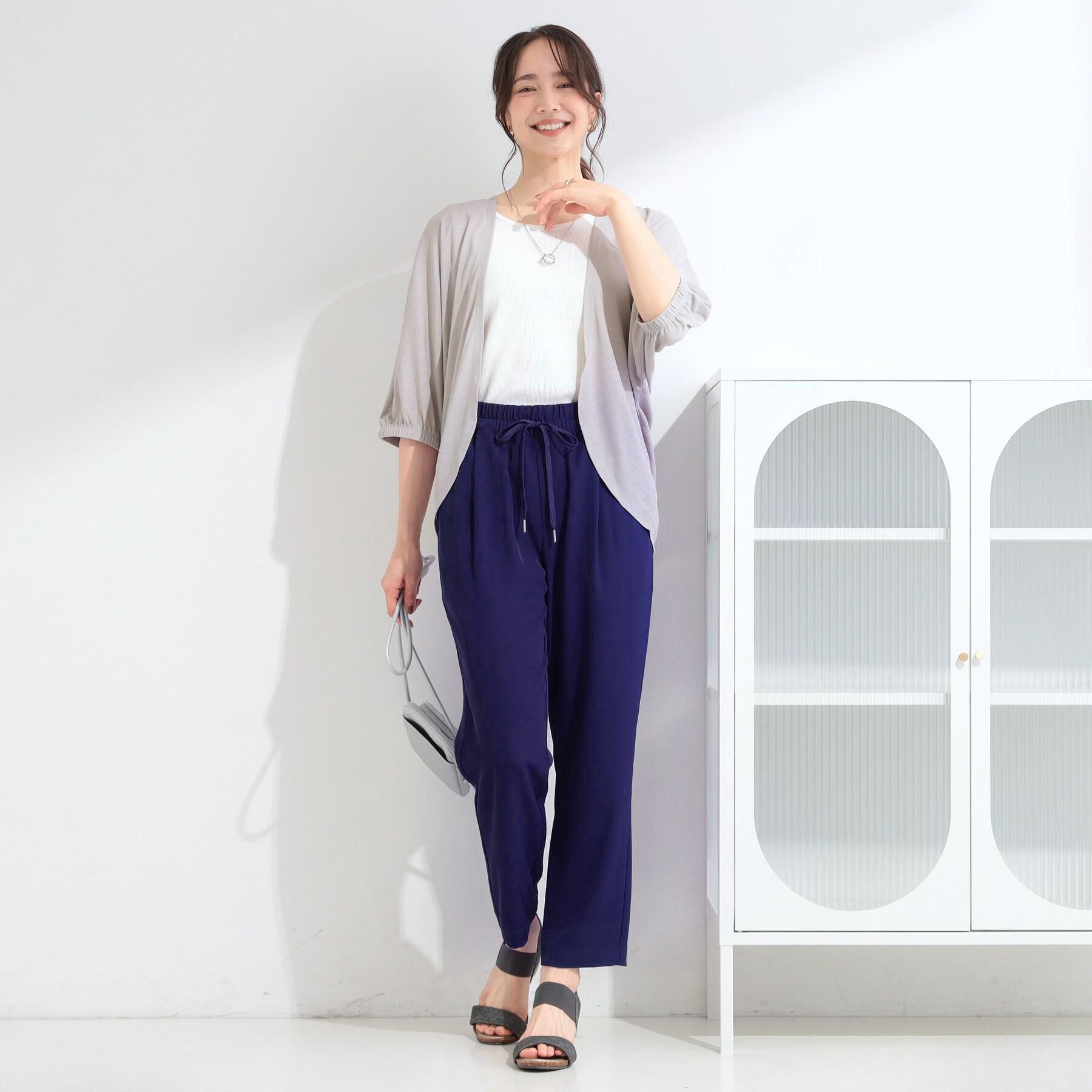 SHOO･LA･RUE「【ひんやり/UV/SS-3L/セットアップ可】さらさらぷるん イージーテーパードパンツ」|その他|