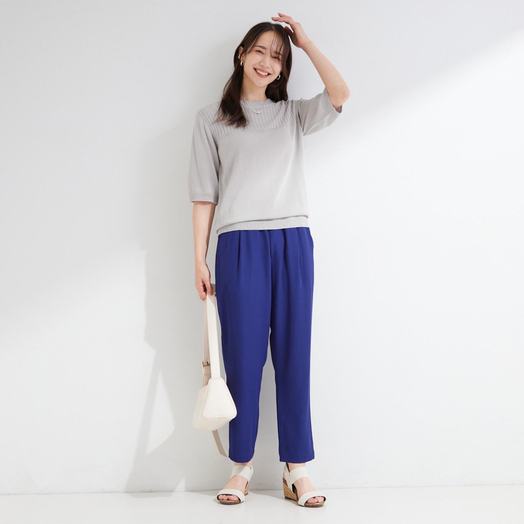 SHOO･LA･RUE「【ひんやり/UV/SS-3L/セットアップ可】さらさらぷるん イージーテーパードパンツ」|その他|