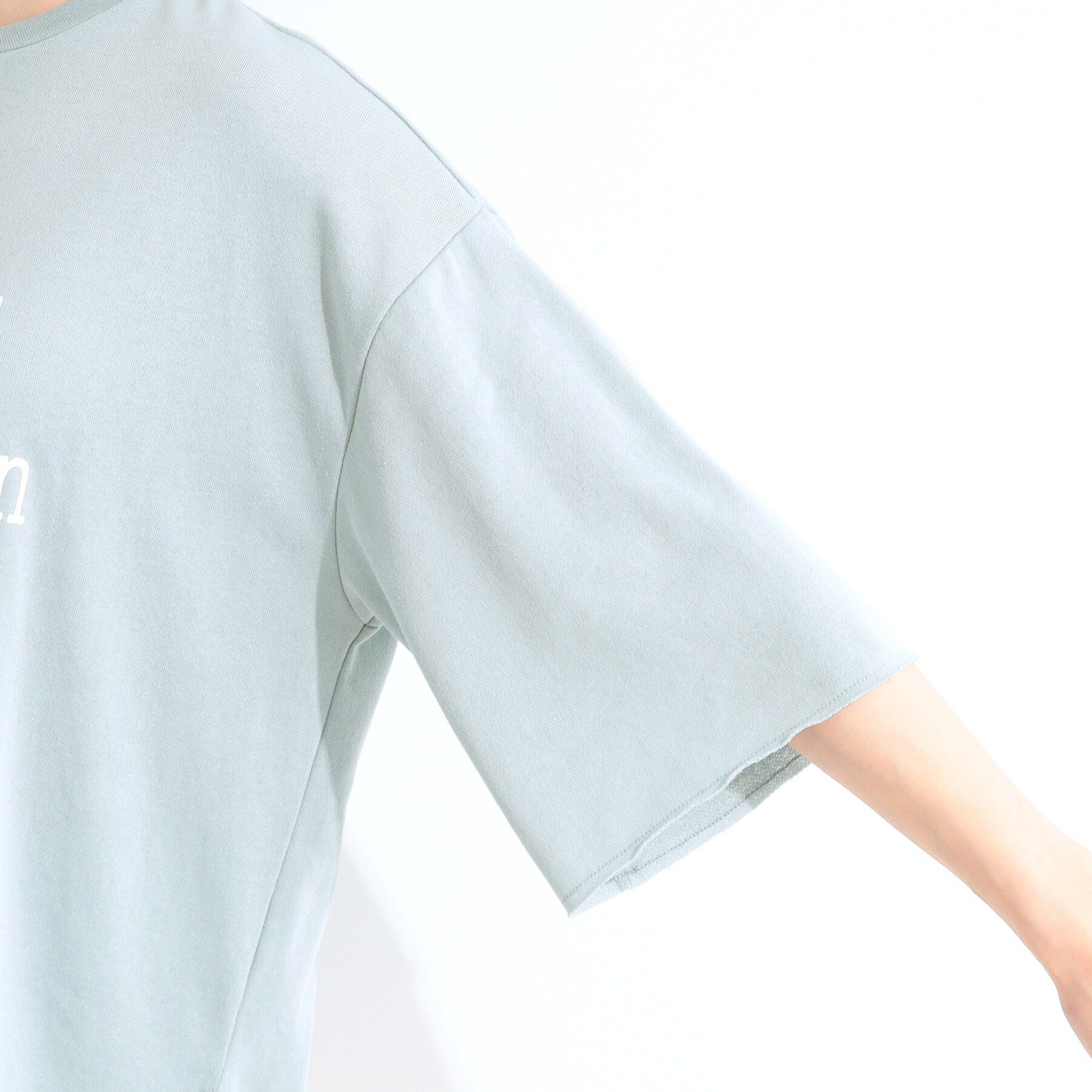 SHOO･LA･RUE「【洗濯機可/S-LL/選べる6柄】切りっぱなしお袖がこなれカジュアル 5分袖シアーTシャツ」|Tシャツ・カットソー|