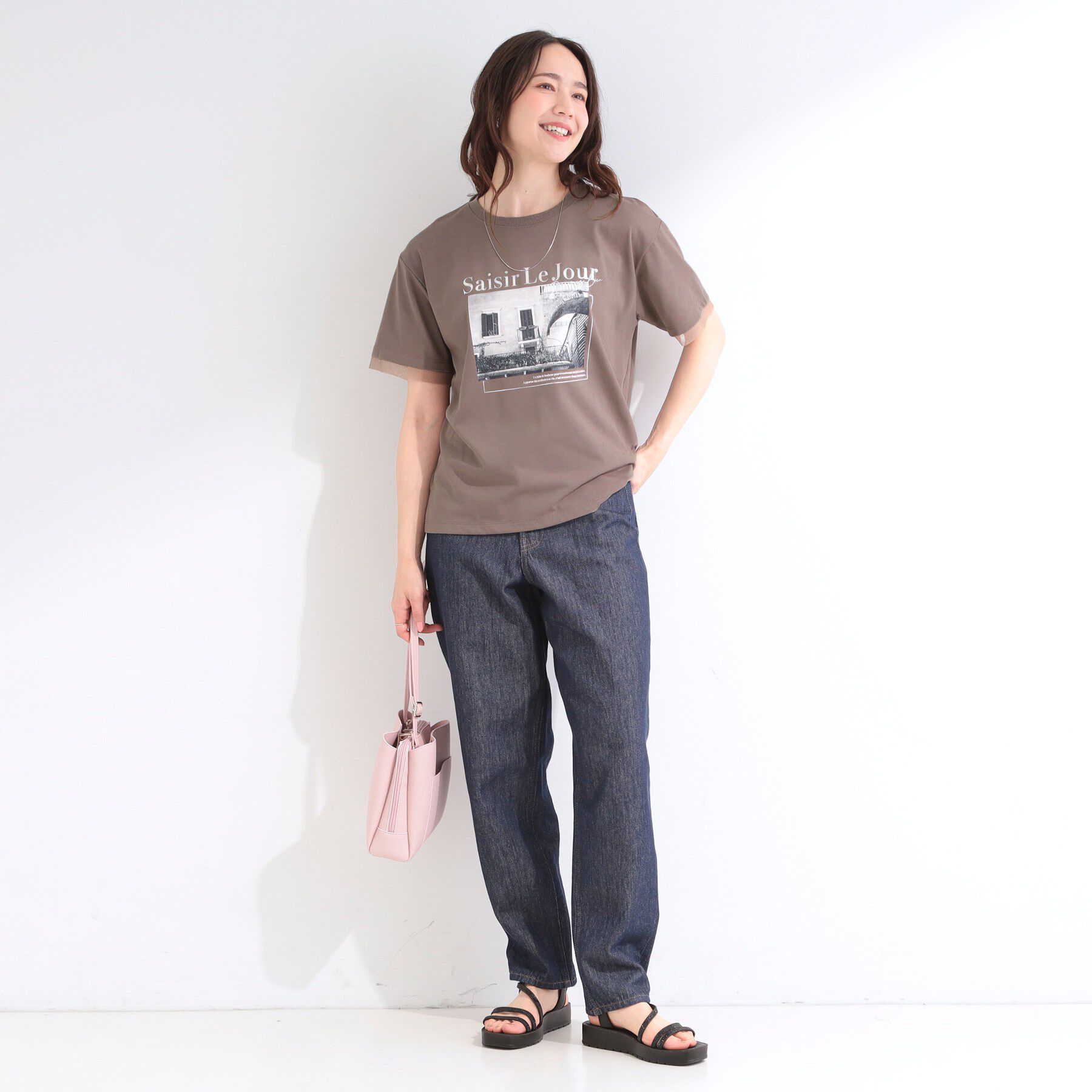 SHOO･LA･RUE「【ひんやり/S-LL/洗濯機可】色・柄選べる お袖チュールレイヤード プリントアソートTシャツ」|Tシャツ・カットソー|