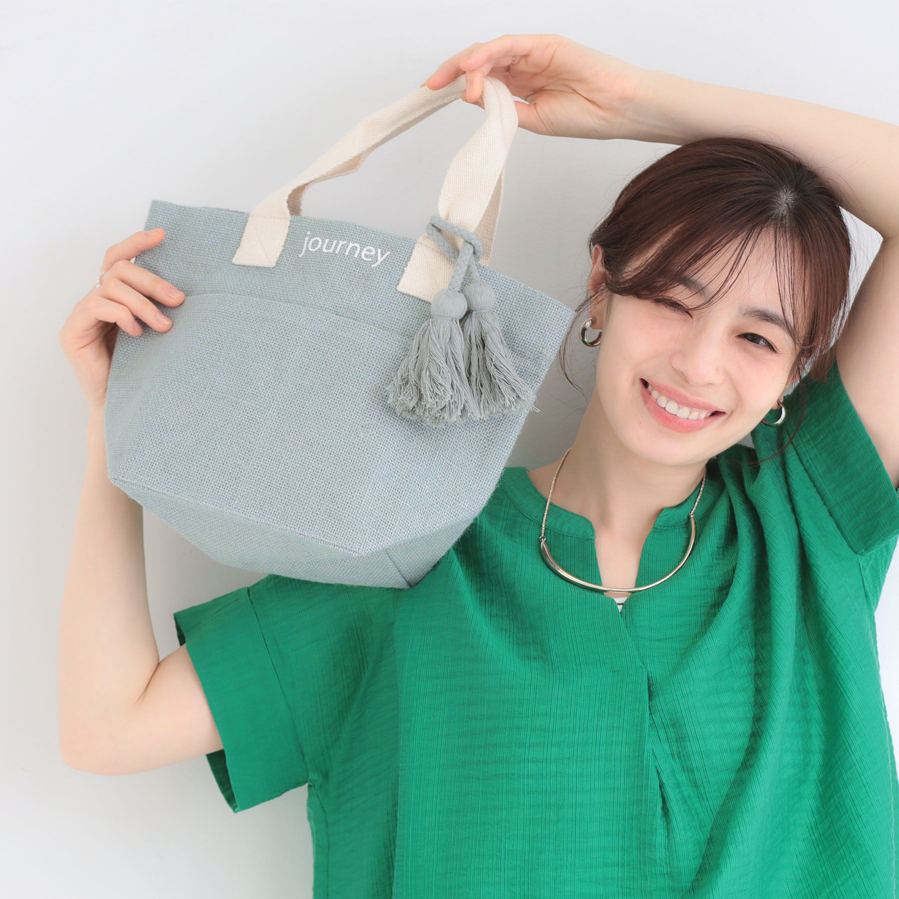 SHOO･LA･RUE「タッセル使いがアクセント ジュートランチトートバッグ」|トートバッグ|サックスブルー(09