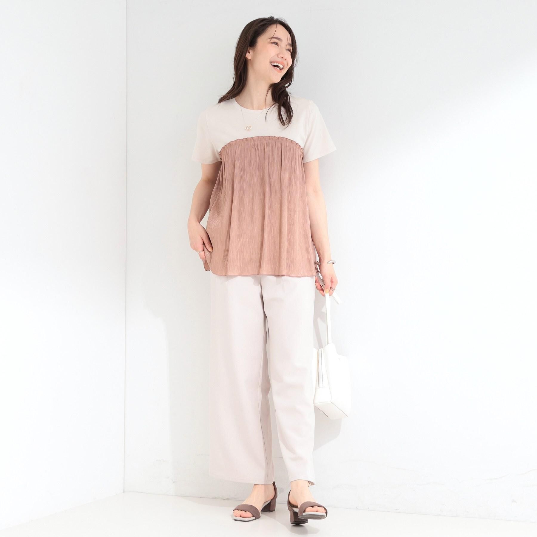 SHOO･LA･RUE「【S-LL】さらっと穿けてきれい見え 麻調タックワイドパンツ」|その他|