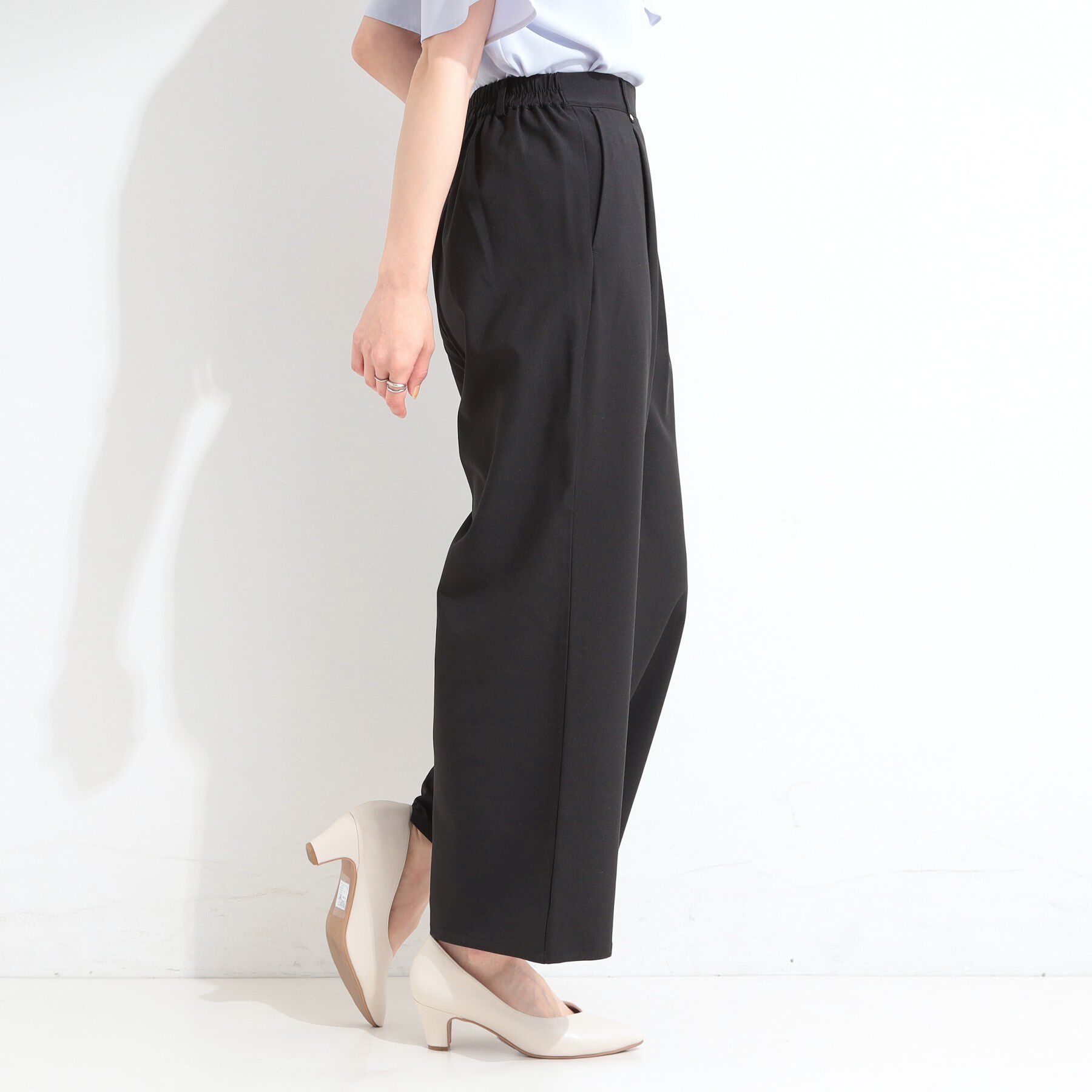 SHOO･LA･RUE「【S-LL】さらっと穿けてきれい見え 麻調タックワイドパンツ」|その他|