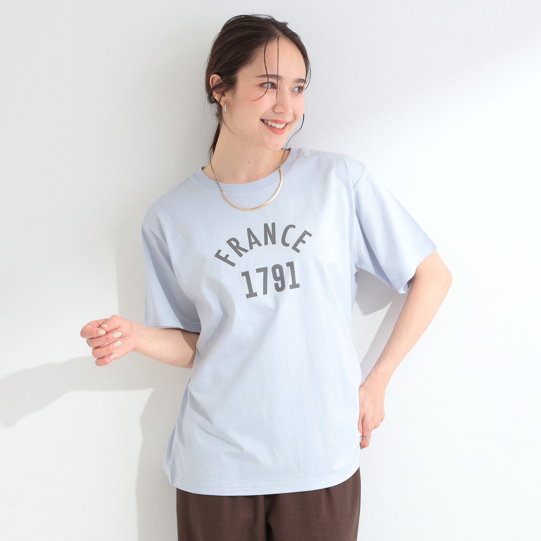 SHOO･LA･RUE「【ひんやり/洗濯機可/S-LL】夏に快適サラサラ感 大人のひんやりプリントTシャツ」|Tシャツ・カットソー|