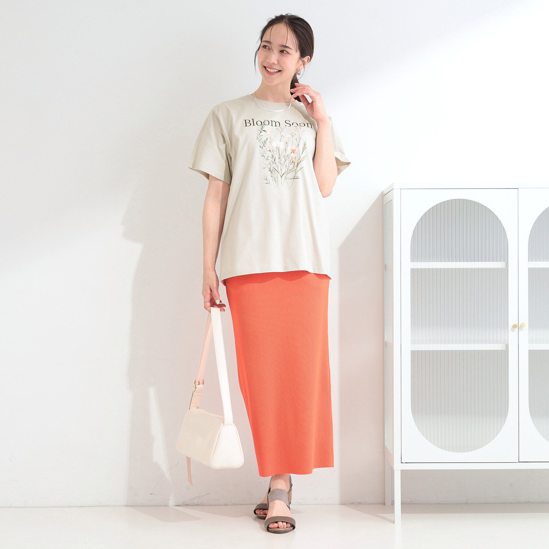 SHOO･LA･RUE「【ひんやり/洗濯機可/S-LL】夏に快適サラサラ感 大人のひんやりプリントTシャツ」|Tシャツ・カットソー|