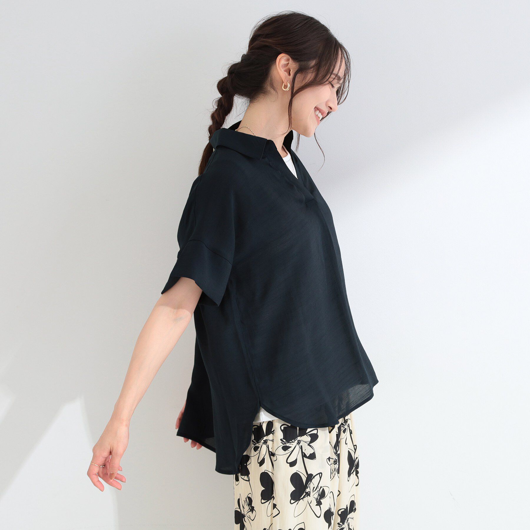 SHOO･LA･RUE「【2点セット/S-LL/洗濯機可】時短でコーデ決まる スラブスキッパーシャツ＋タンクトップ」|その他|