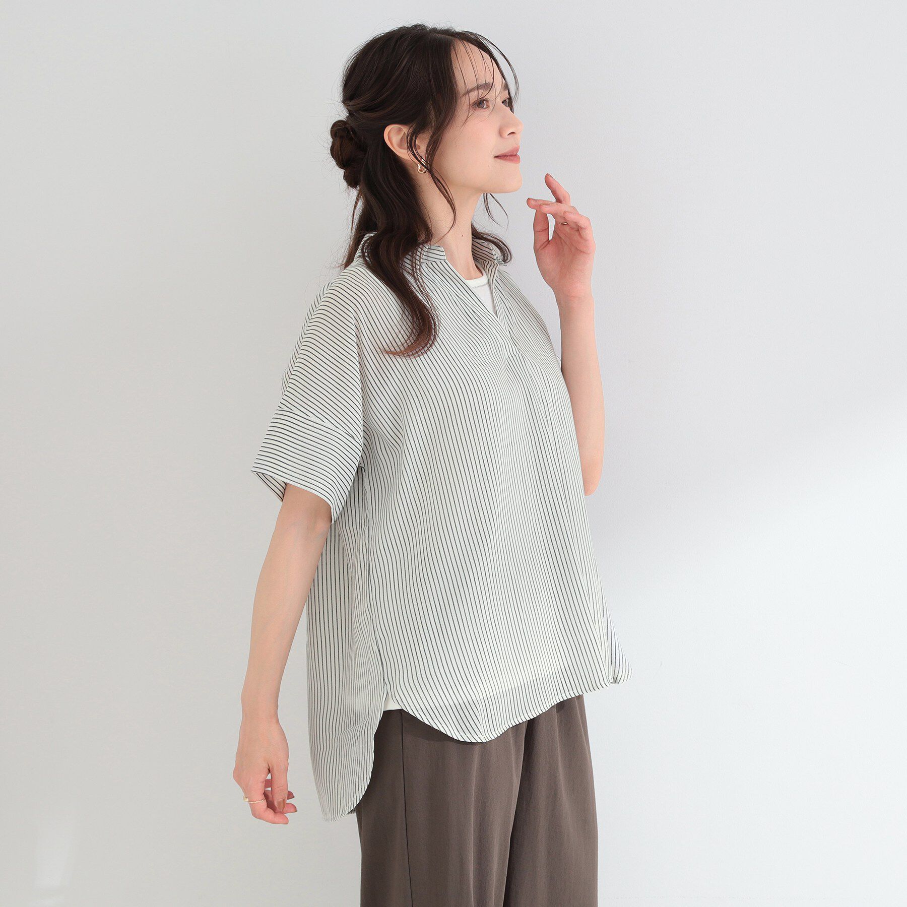 SHOO･LA･RUE「【2点セット/S-LL/洗濯機可】時短でコーデ決まる スラブスキッパーシャツ＋タンクトップ」|その他|
